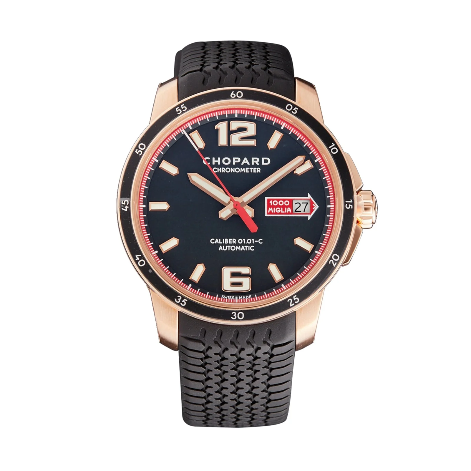 Mille Miglia GTS Automatic | 43mm, 18K Rose Gold, Rubber, Black Dial