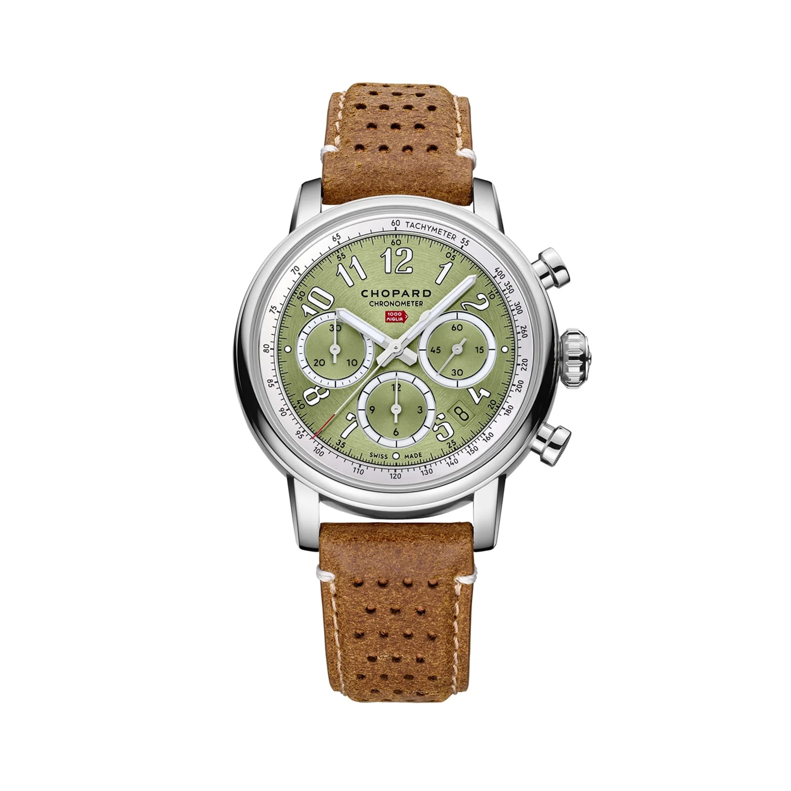 Mille Miglia Classic Chronograph | 40.5mm, Steel, Leather, Green Dial