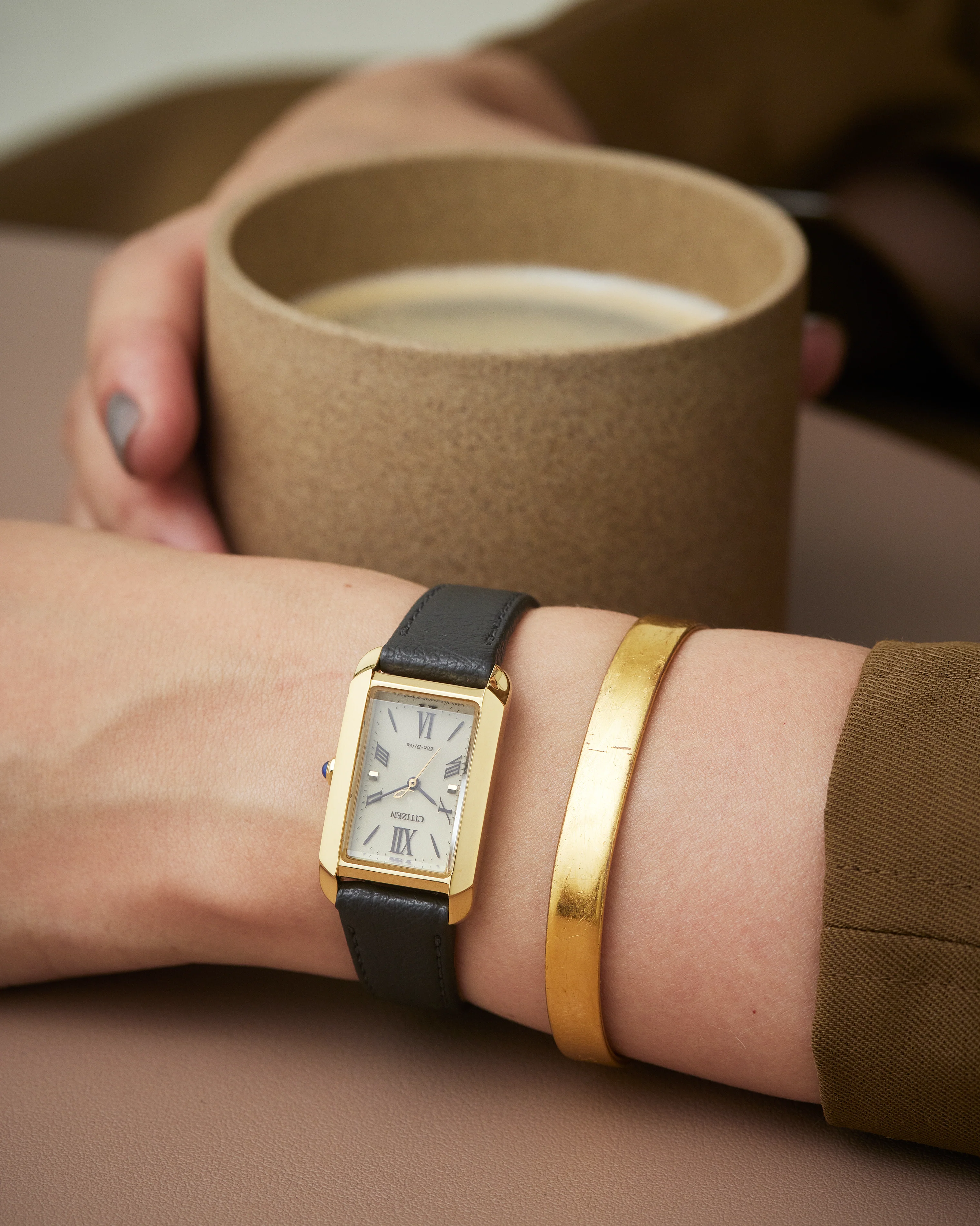 Bianca | 19mm, 14K Yellow Gold Plated Steel, Leather, Gold Dial - Image 6