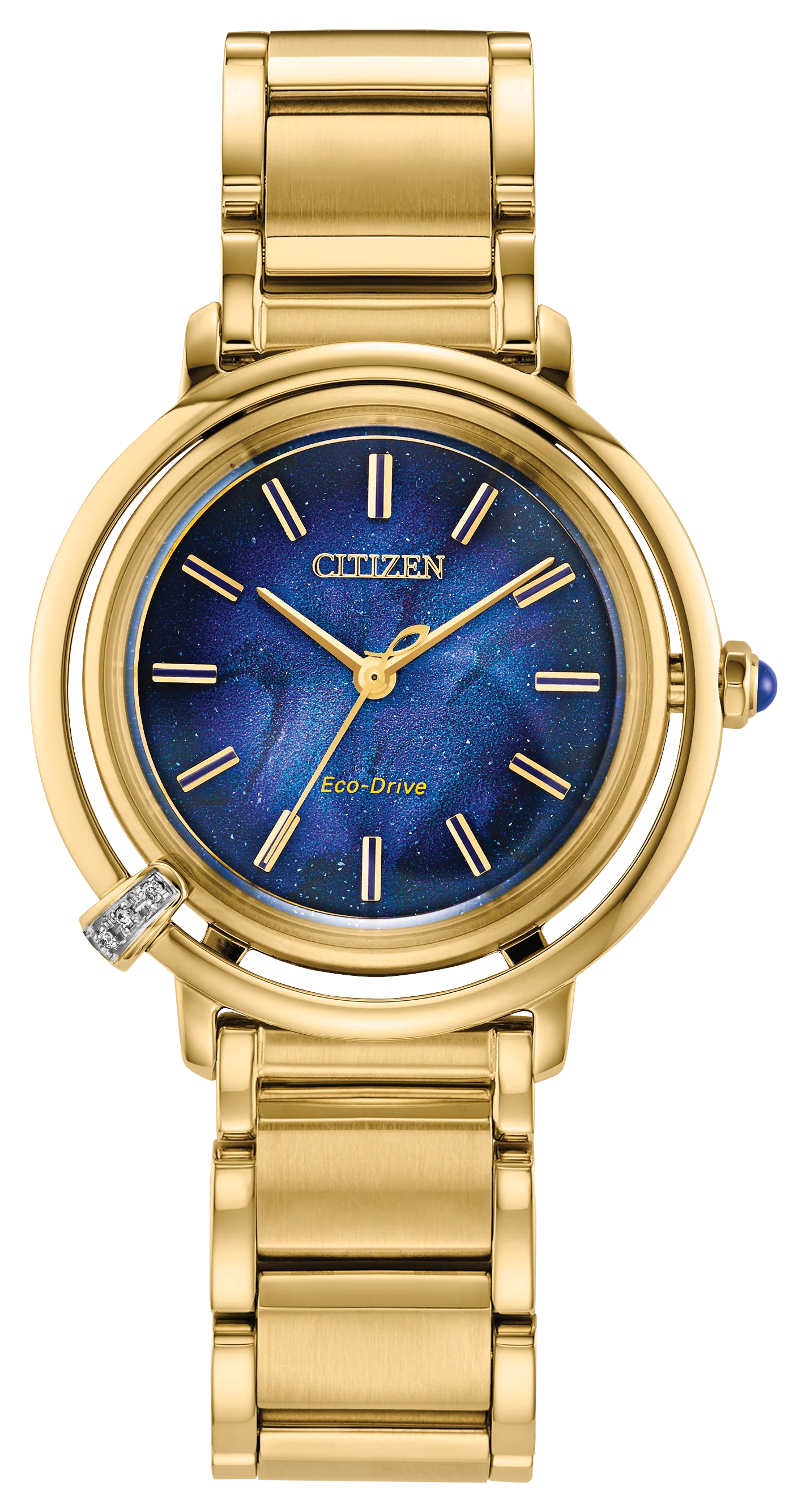 Arcly | 31mm, 14K Yellow Gold Plated Steel, Steel, Navy Dial