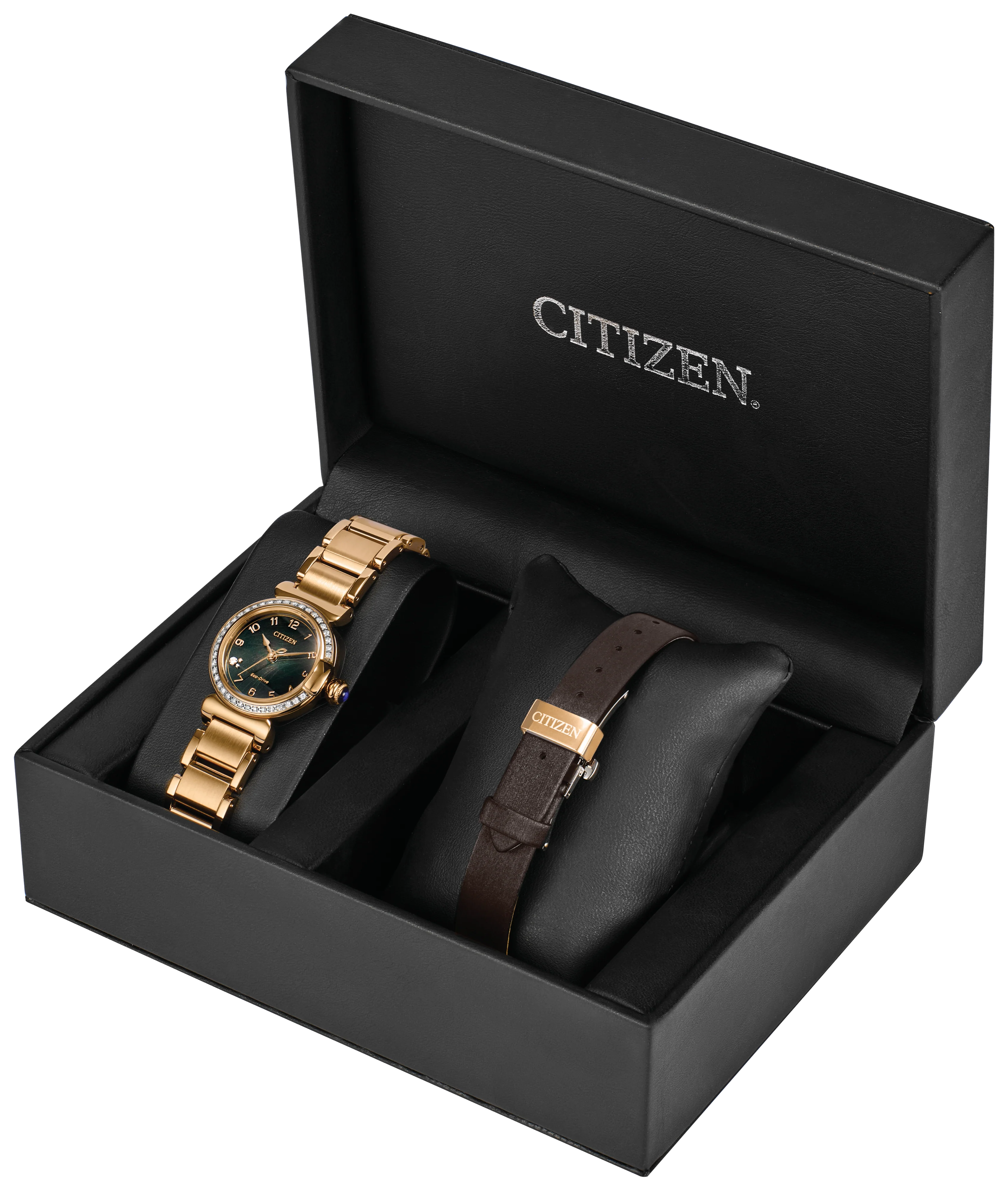 Mae | 26mm, 14K Yellow Gold Plated Steel, Steel, Diamond Green Dial - Image 5