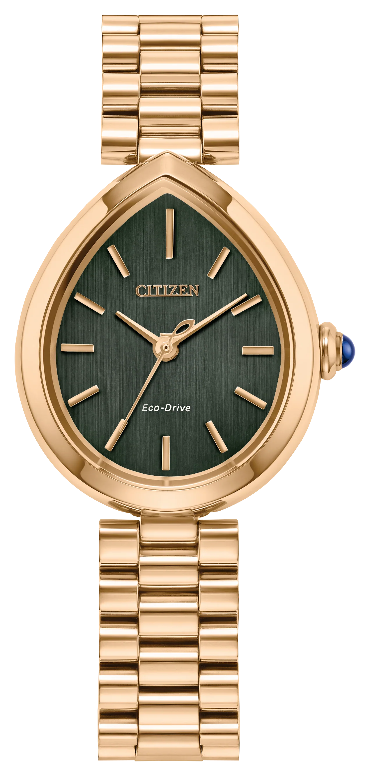 Rainell | 26mm, 14K Yellow Gold Plated Steel, Steel, Green Dial