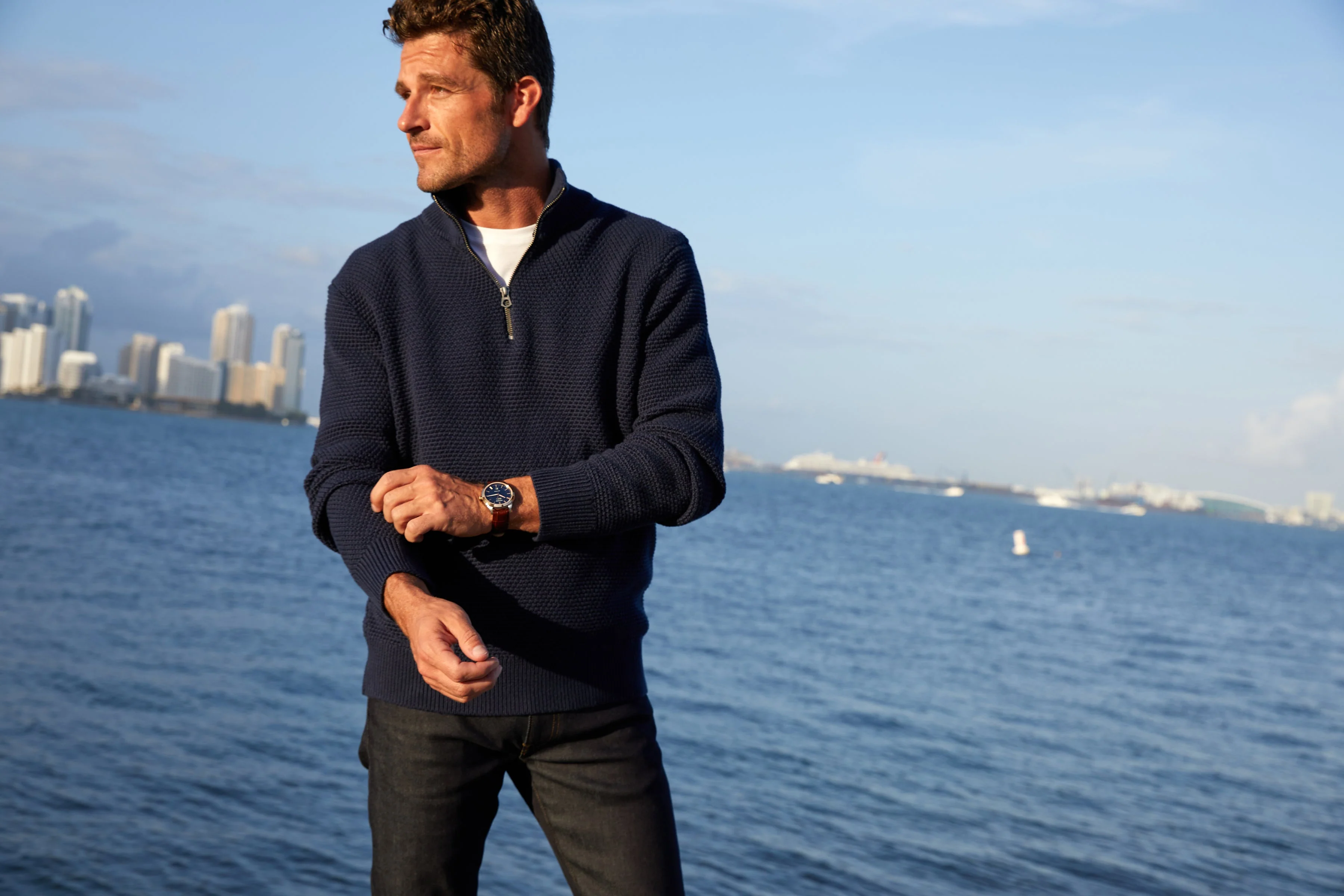 Rolan | 40mm, 14K Rose Gold Plated Steel, Leather, Navy Dial - Image 4