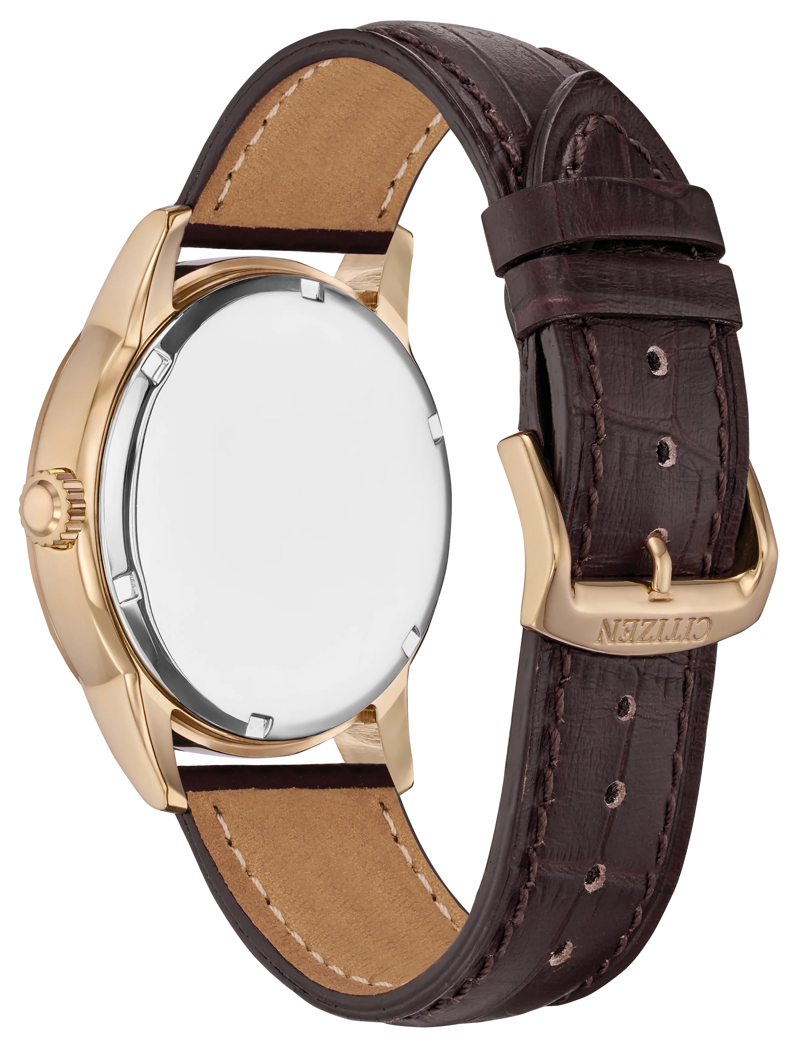 Classic Eco | 44mm, 14K Rose Gold Plated Steel, Leather, Black Dial - Image 3