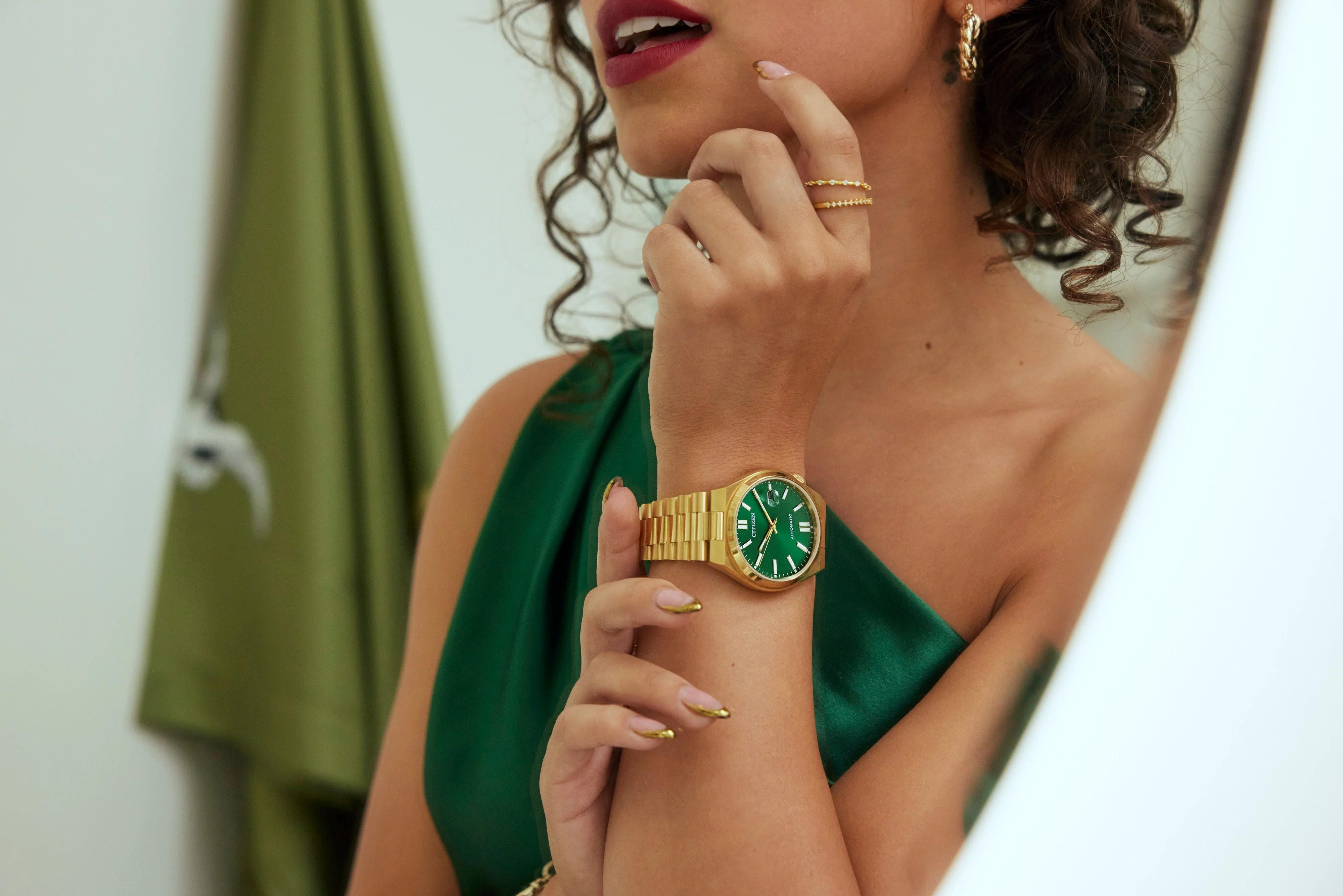 Tsuyosa | 40mm, Steel, Two-Tone Steel & PVD Colour, Green Dial - Image 5