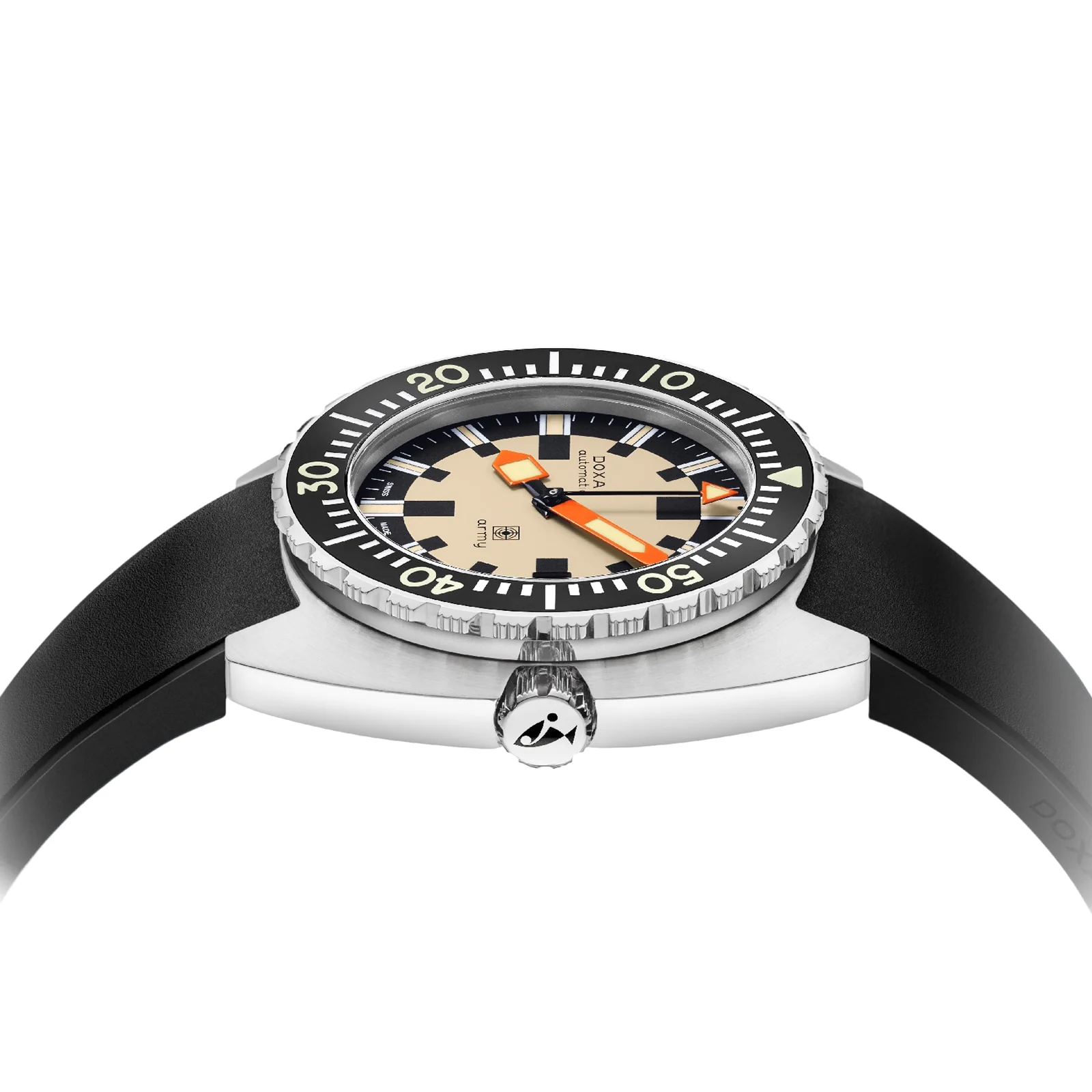DOXA Army Stainless Steel | 42.5mm, Steel, Rubber, Beige Dial - Image 3