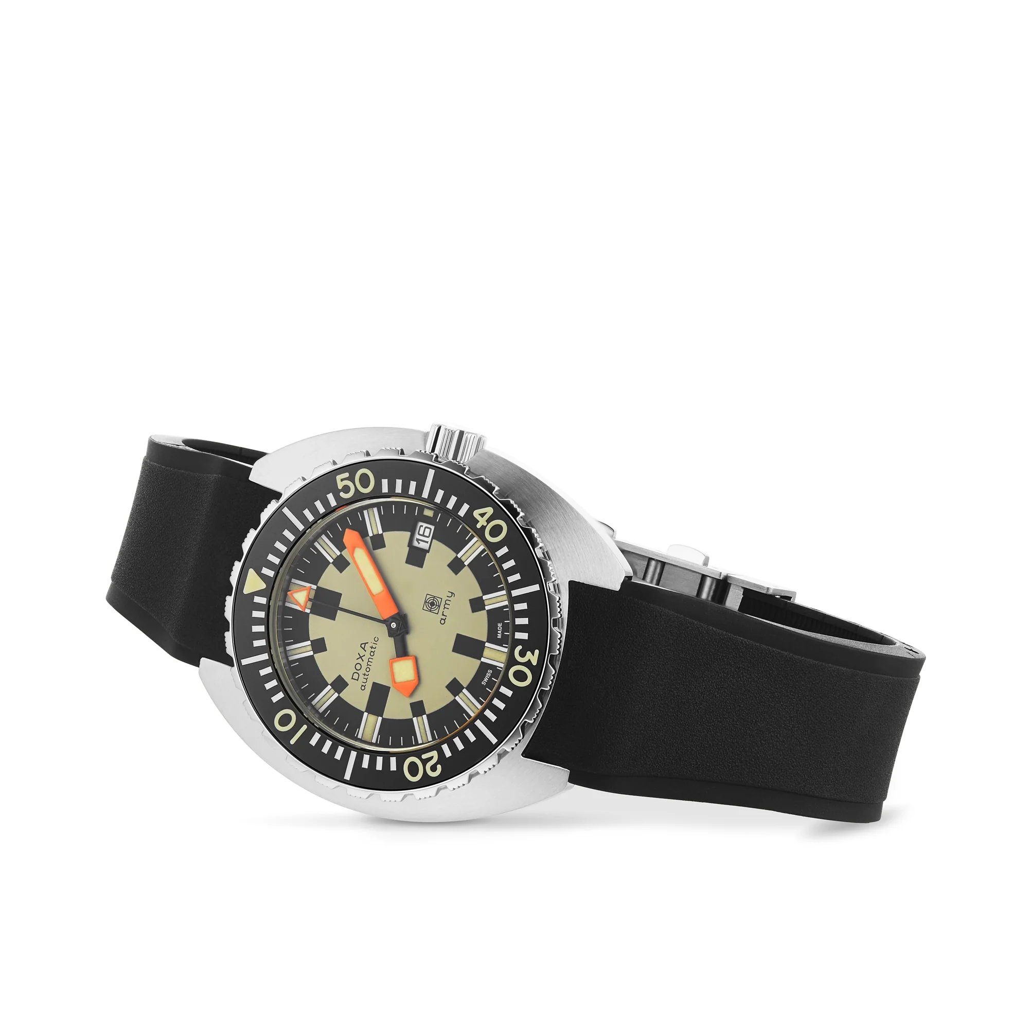 DOXA Army Stainless Steel | 42.5mm, Steel, Rubber, Beige Dial - Image 6