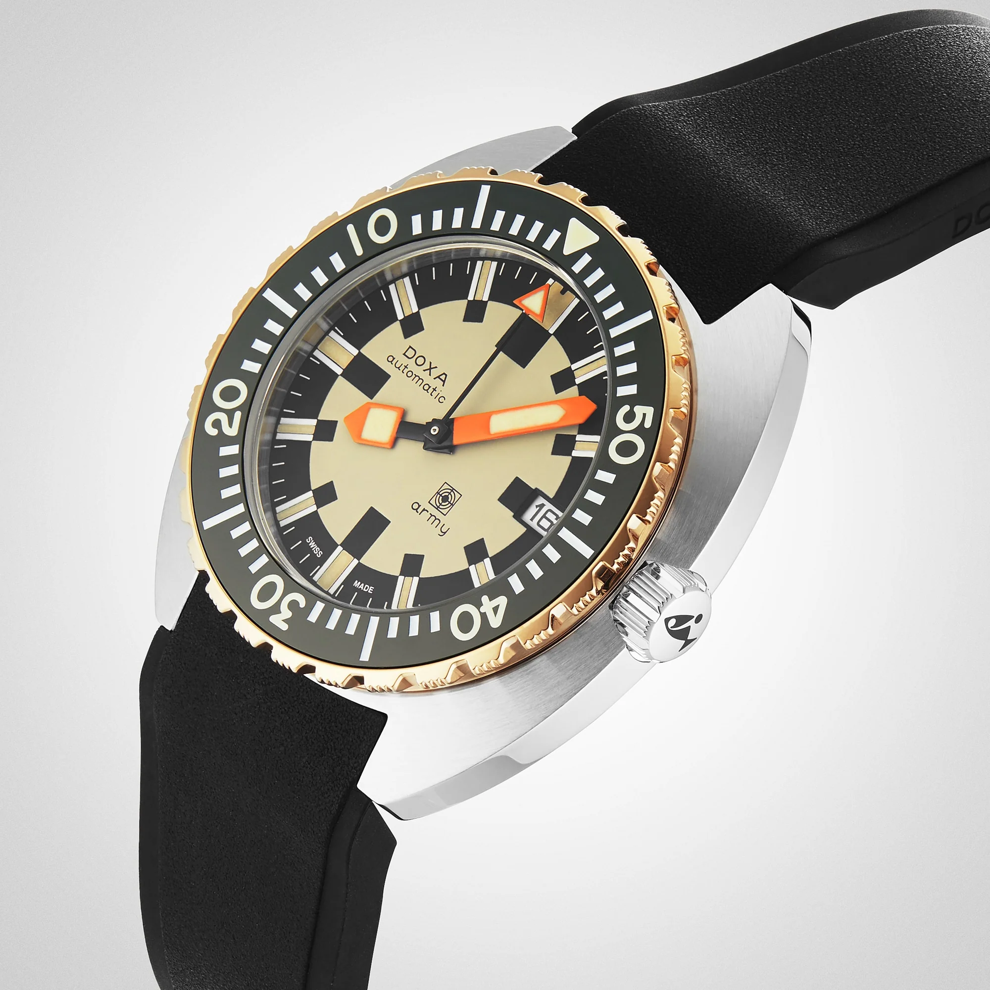 DOXA Army Bronze | 42.5mm, Steel, Rubber, Beige Dial, Ref. 785.60.031.20 - Image 9