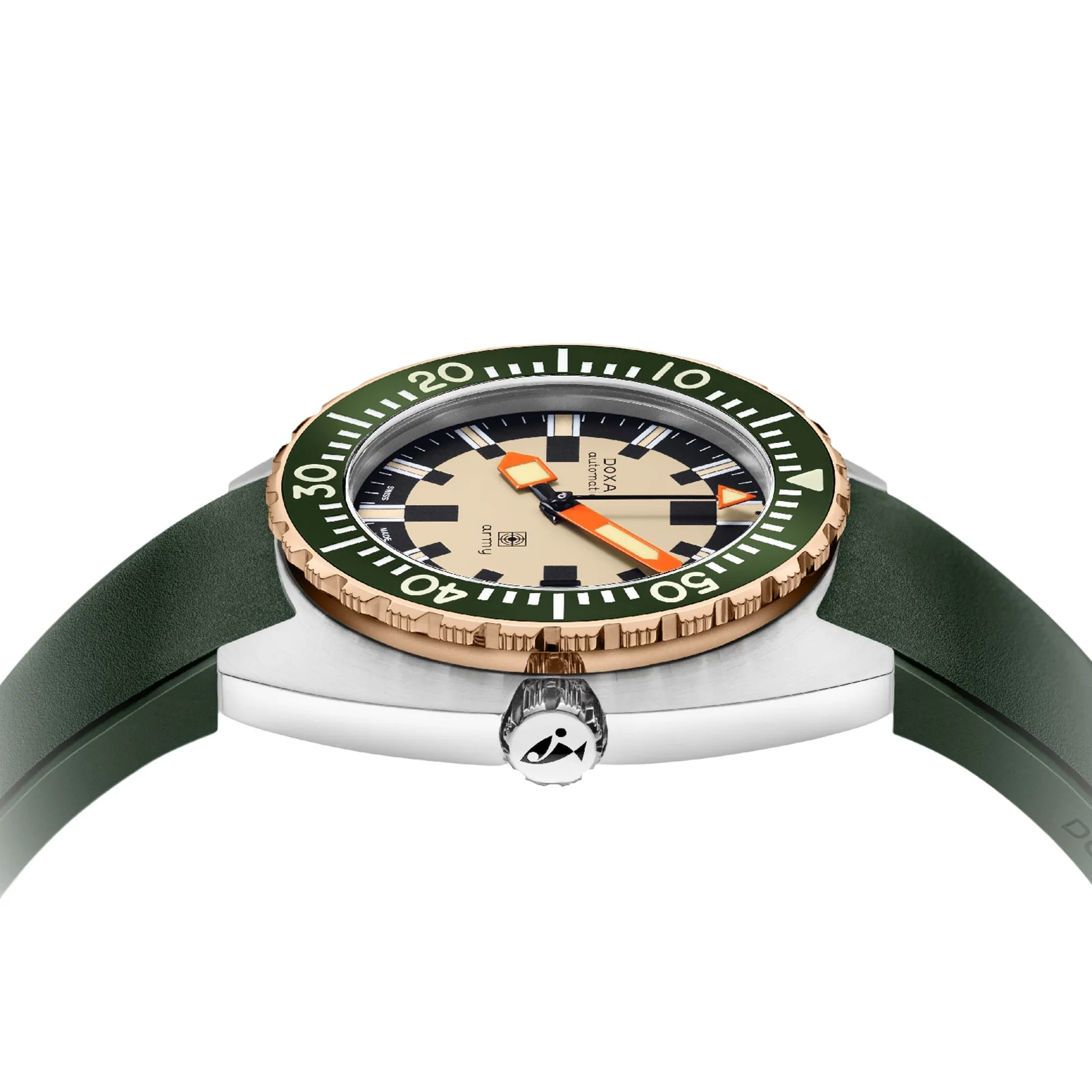 DOXA Army Bronze | 42.5mm, Steel, Rubber, Beige Dial, Ref. 785.60.031.26 - Image 3