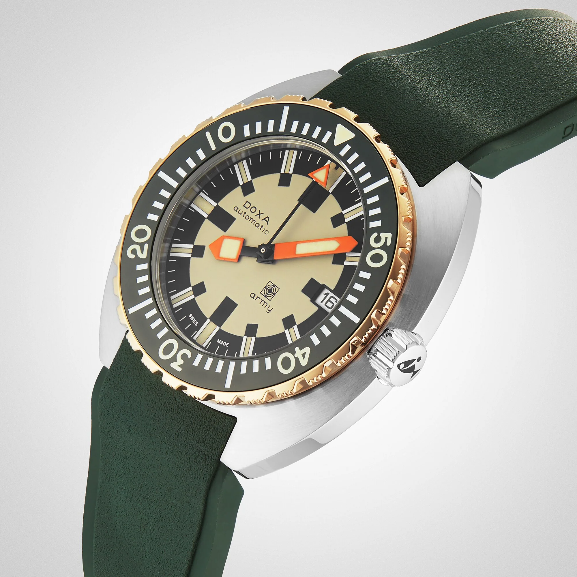 DOXA Army Bronze | 42.5mm, Steel, Rubber, Beige Dial, Ref. 785.60.031.26 - Image 9