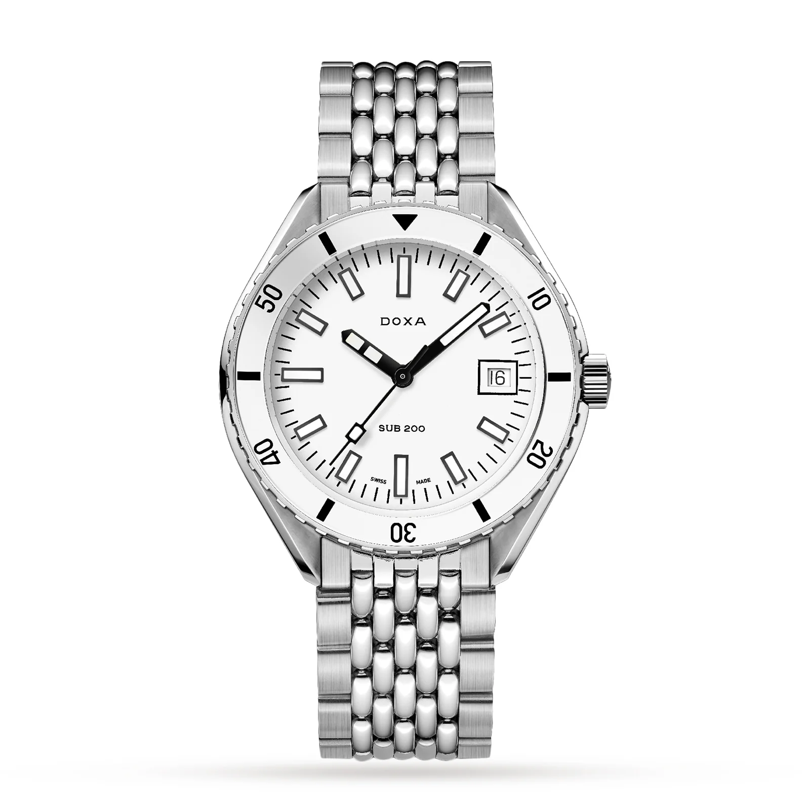 Sub 200 Whitepearl | 42mm, Steel, White Dial