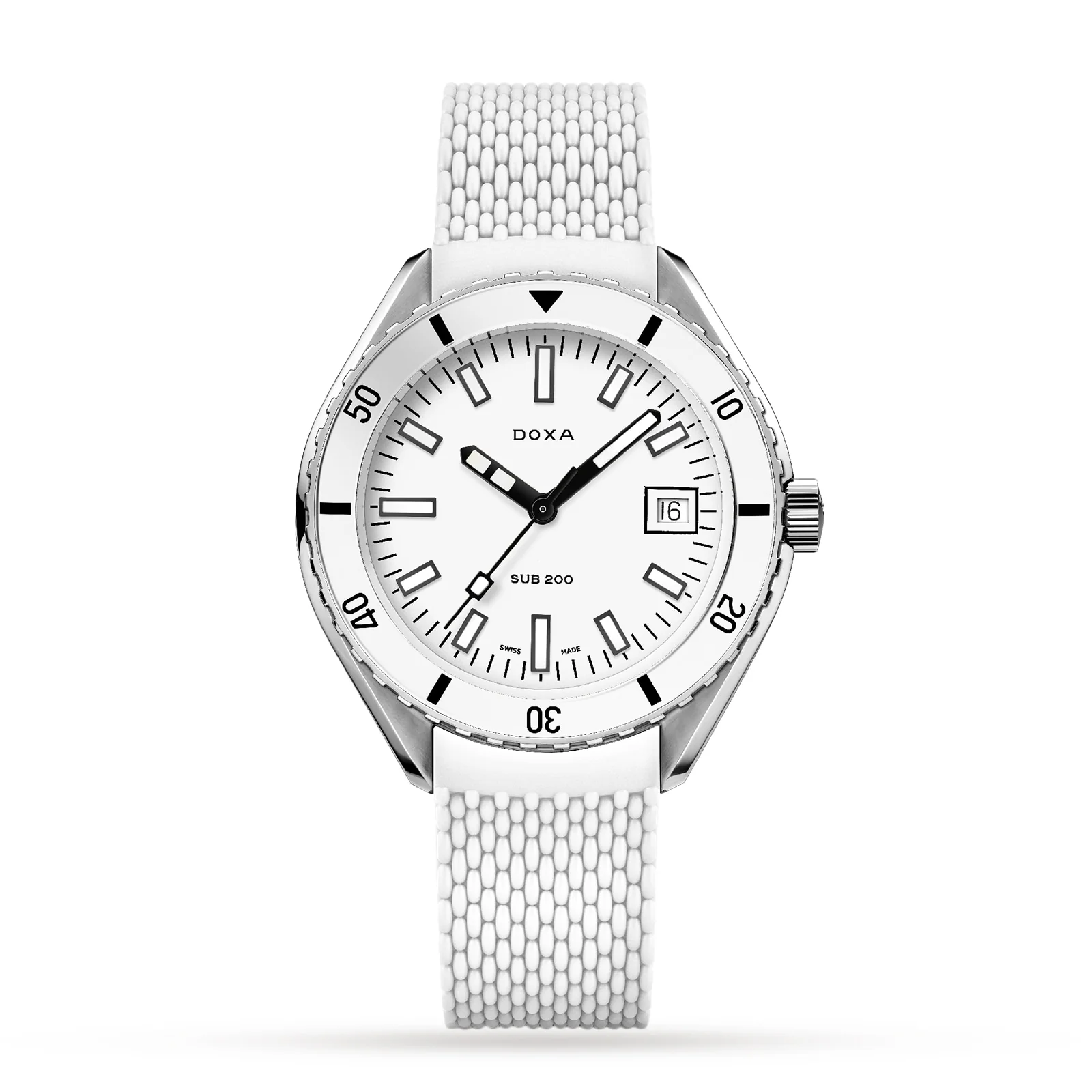 Sub 200 Whitepearl | 42mm, Steel, Rubber, White Dial