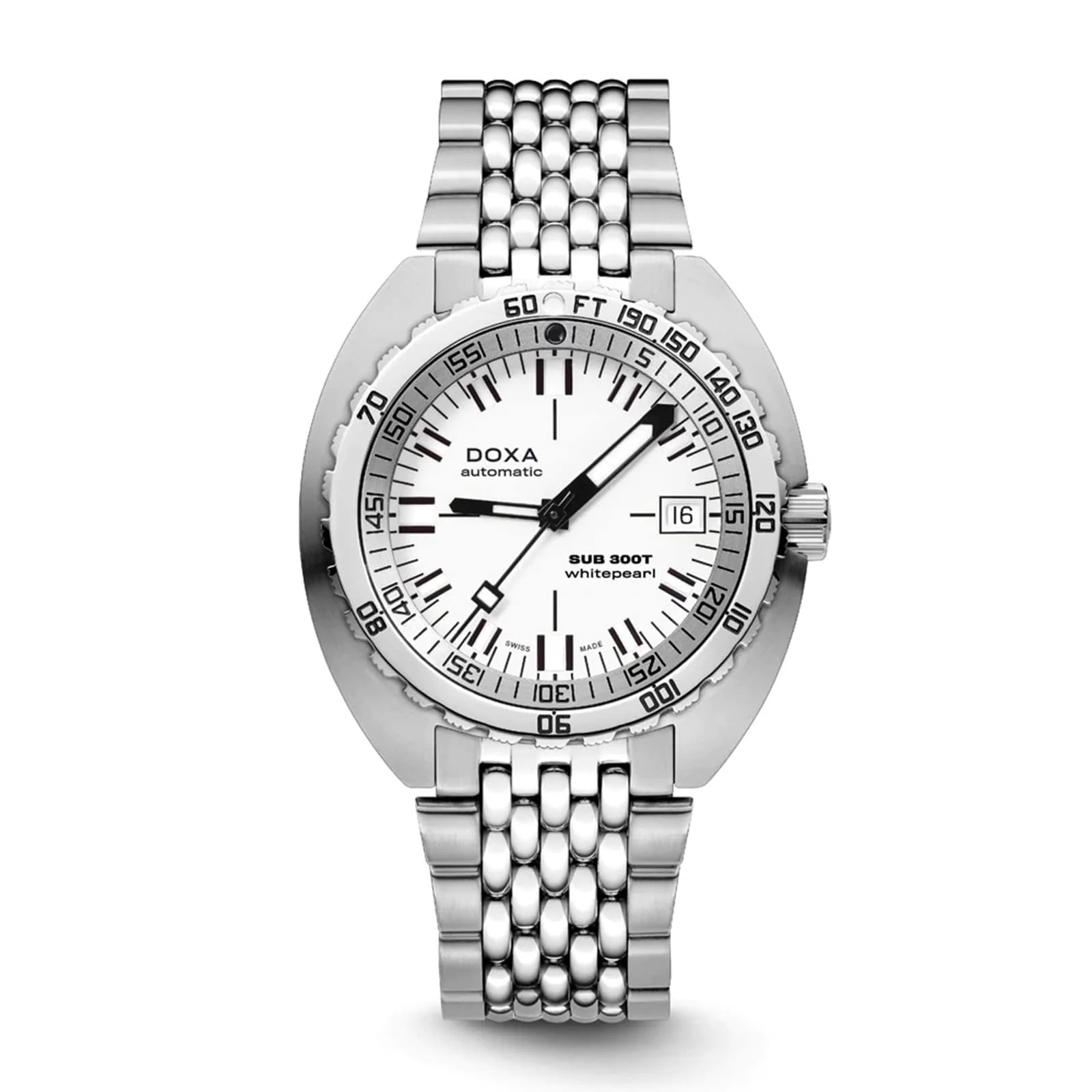 Sub 300T Whitepearl | 42.5mm, Steel, White Dial