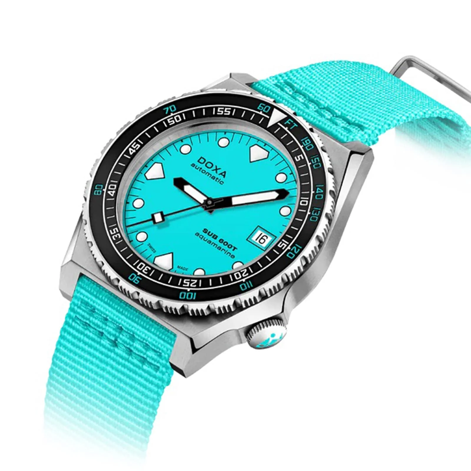 Sub 600T Aquamarine | 40mm, Steel, Nylon, Blue Dial, Black Bezel - Image 2