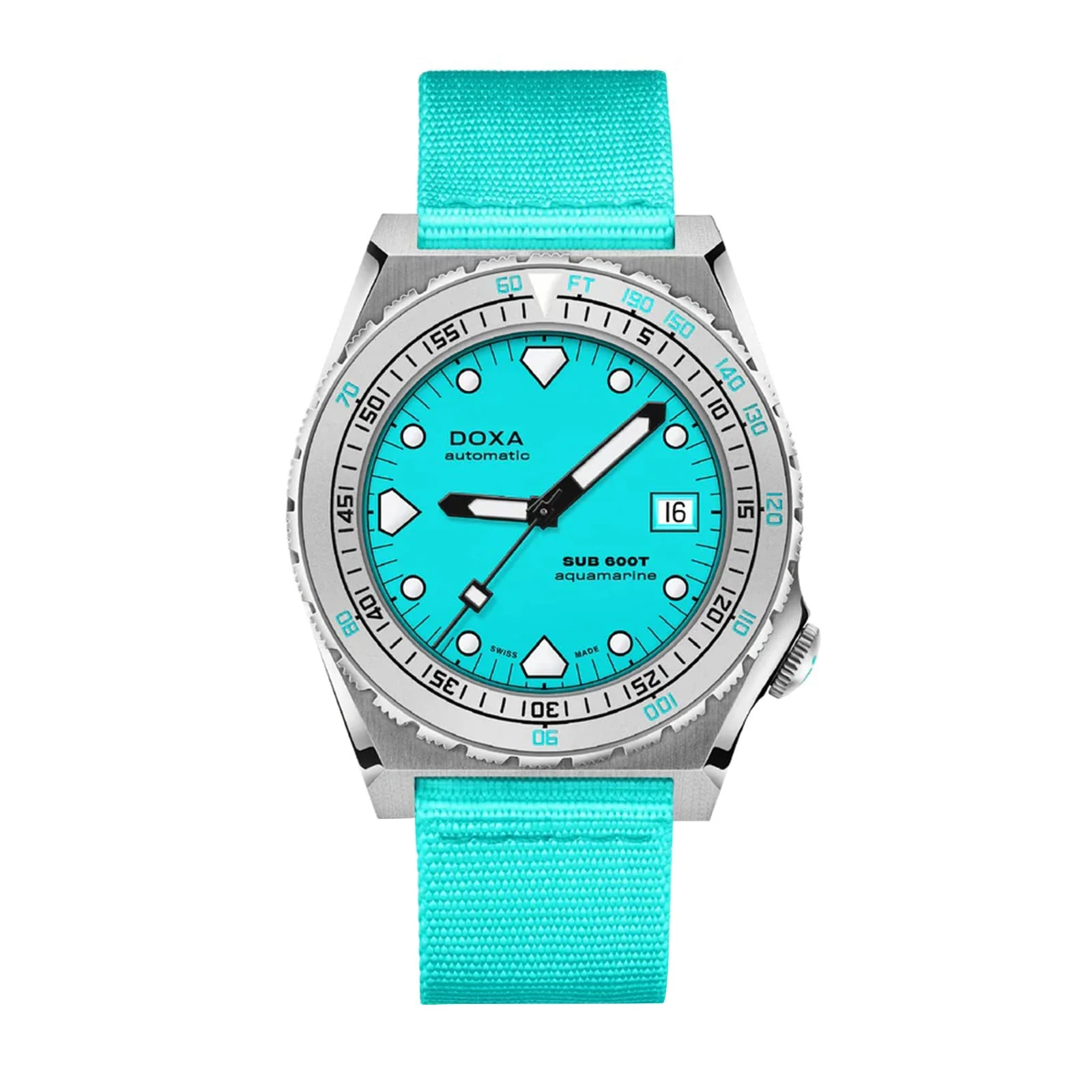 Sub 600T Aquamarine | 40mm, Steel, Nylon, Blue Dial, Silver Bezel