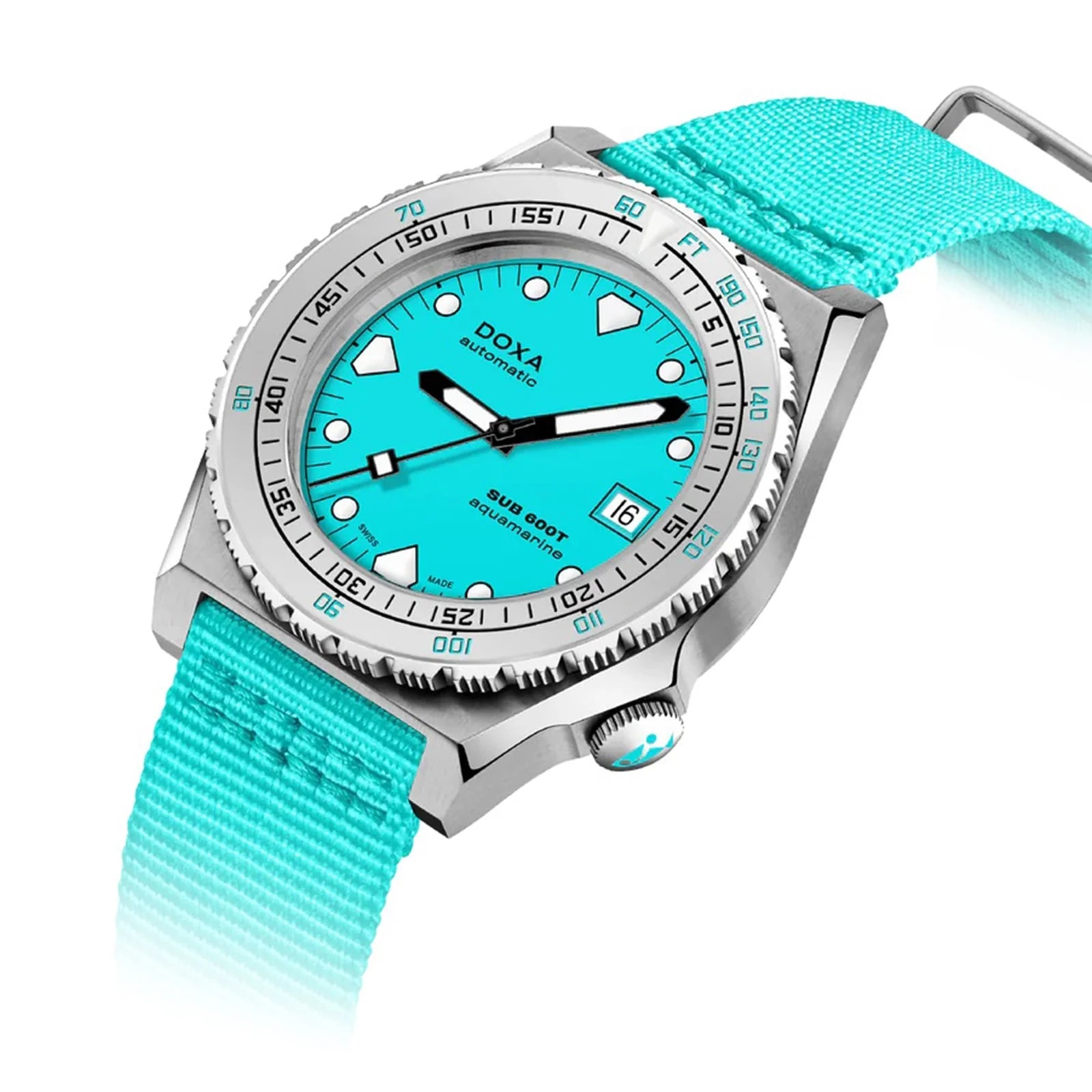 Sub 600T Aquamarine | 40mm, Steel, Nylon, Blue Dial, Silver Bezel - Image 2