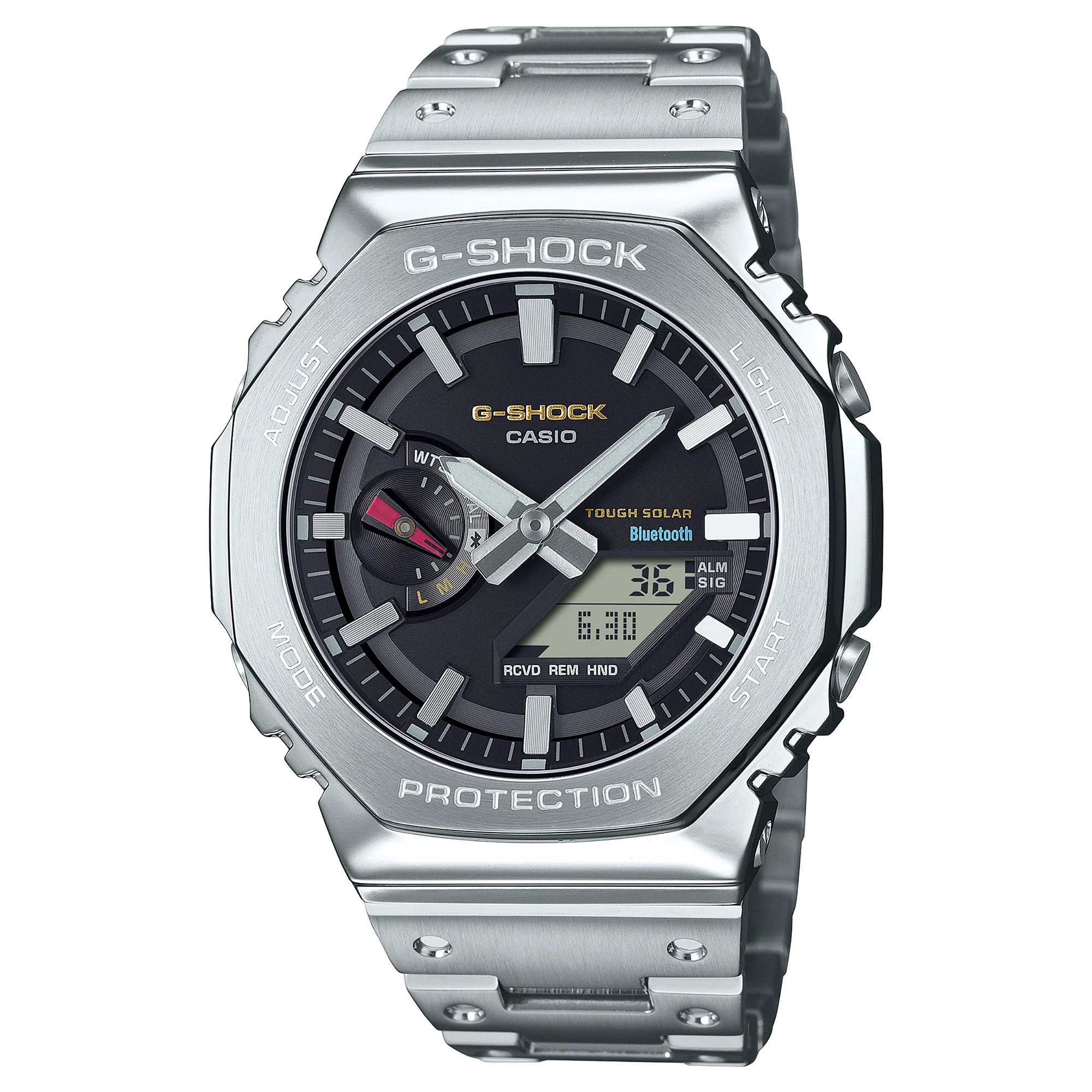 GM-B2100SD-1C Solar Premium Metal Steel Silver | 49mm, Steel, Black Dial