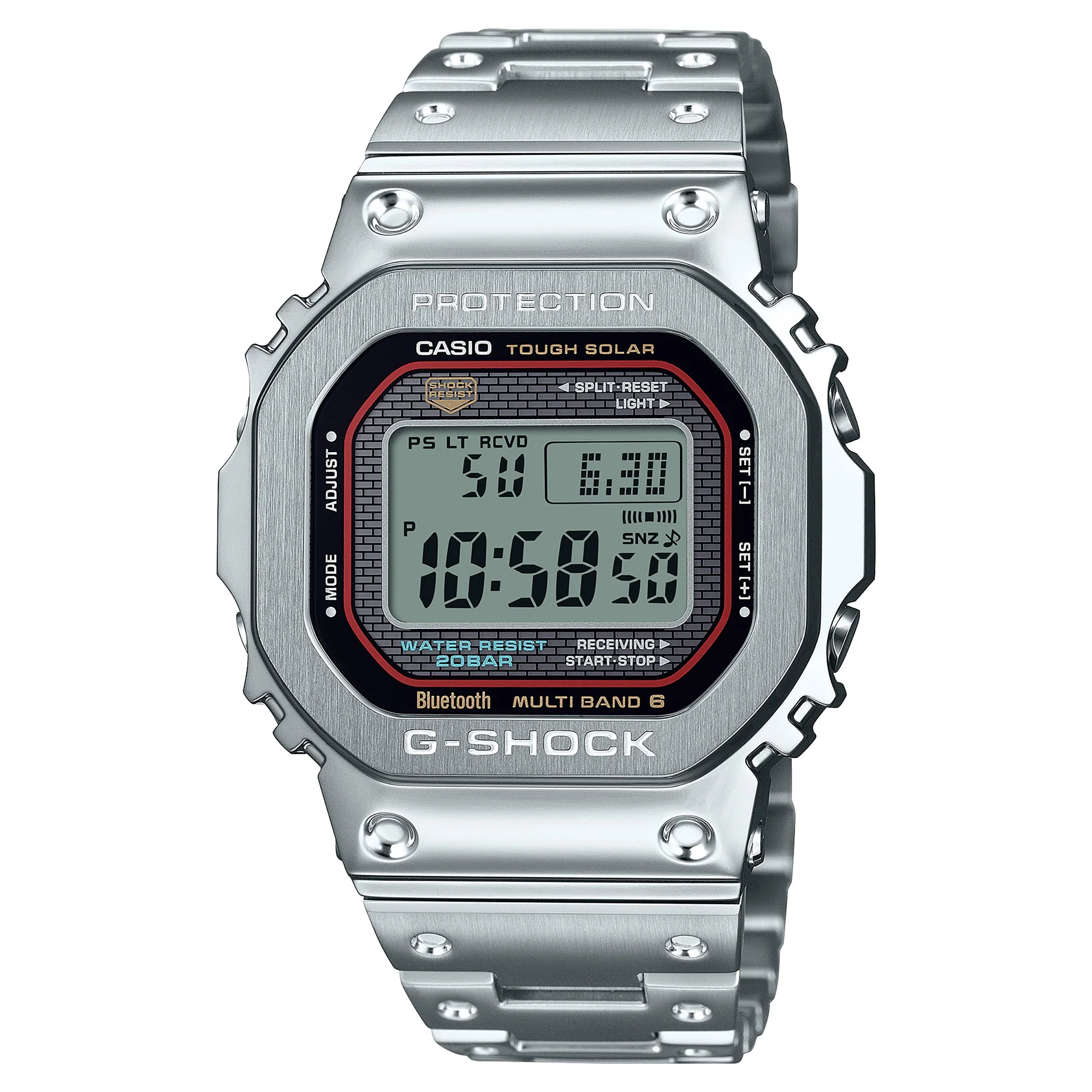 GMW-B5000D-1C Solar Premium Metal Steel Silver | 49mm, Steel, Grey Dial