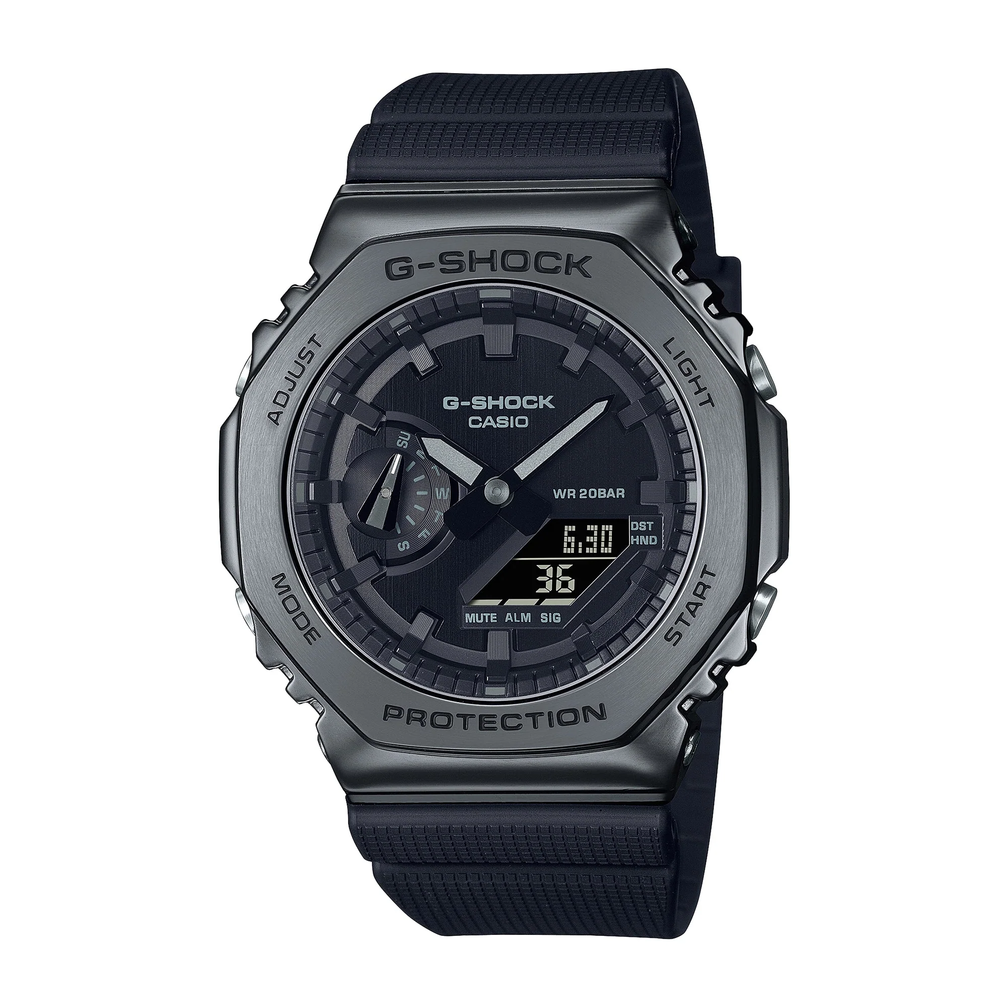 GM-2100BB-1A Quartz G Steel Steel / Resin Black | 49mm, Steel & Rubber Coating, Resin, Black Dial