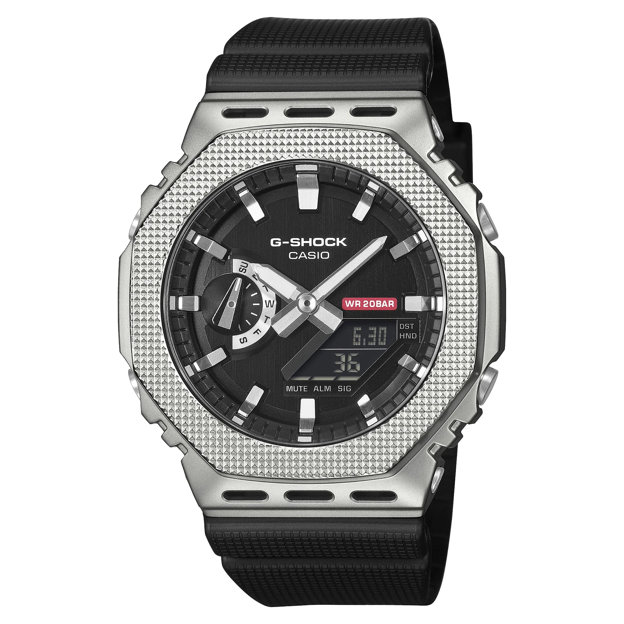 GM-2100M-1A Quartz G Steel Steel / Resin Silver | 49mm, Steel & Rubber Coating, Resin, Black Dial