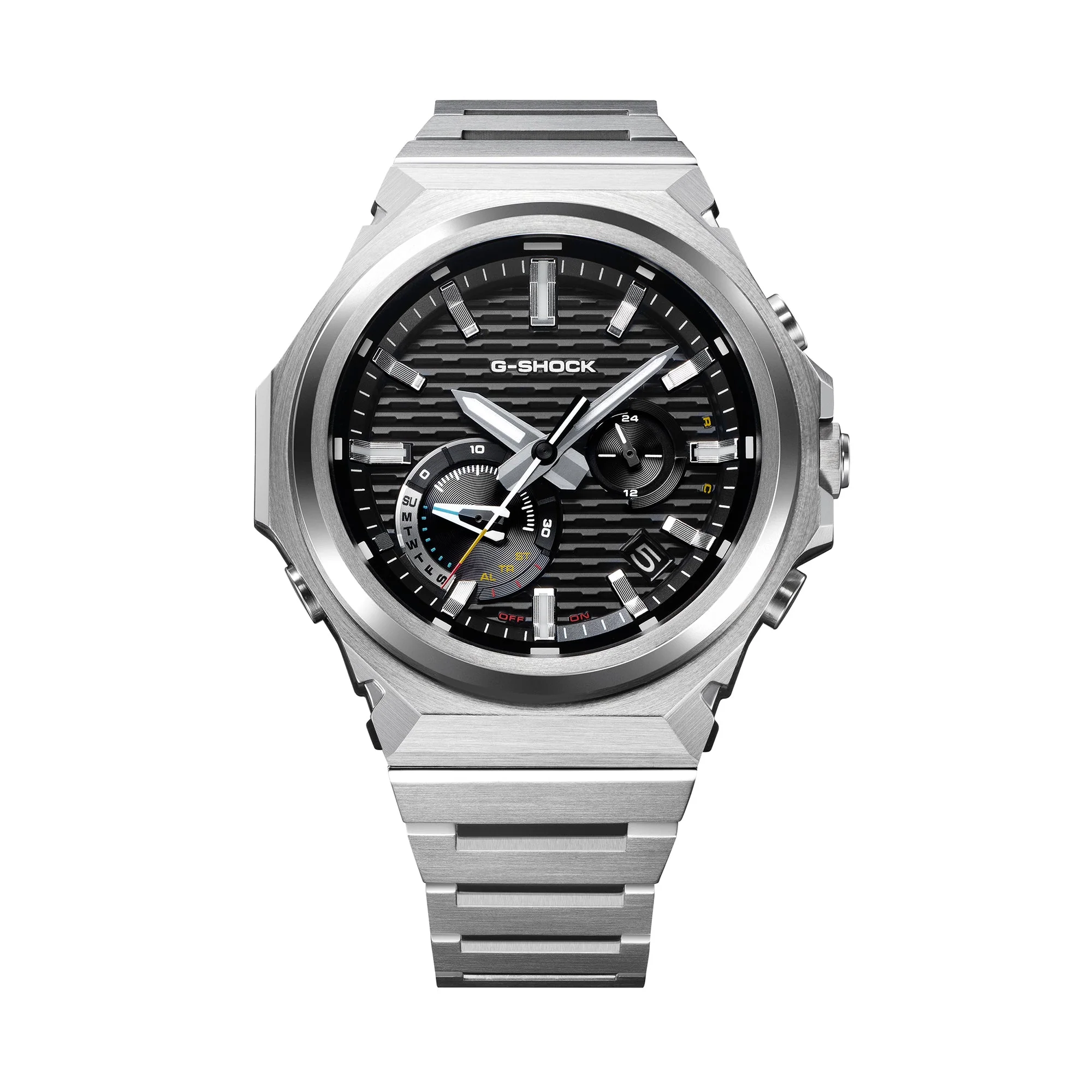 GST-B1000D-1A Solar G Steel Steel / Carbon Silver | 46mm, Steel & Carbon, Black Dial