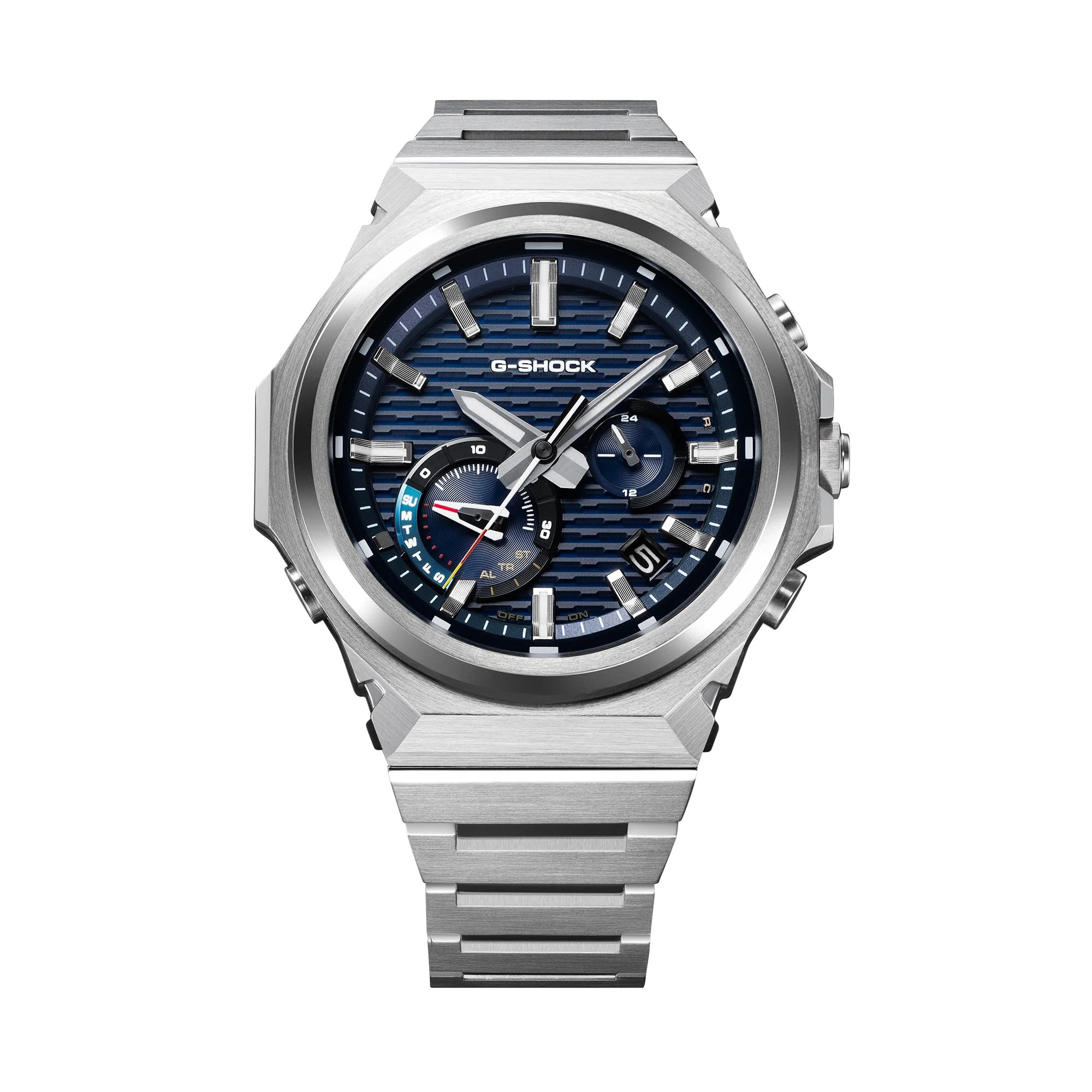 GST-B1000D-2A Solar G Steel Steel / Carbon Silver | 46mm, Steel & Carbon, Blue Dial
