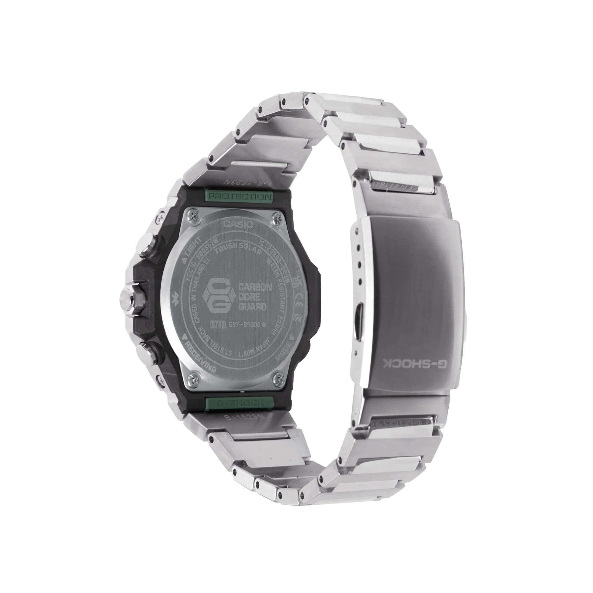 GST-B1000D-3A Solar G Steel Steel / Carbon Silver | 46mm, Steel & Carbon, Green Dial - Image 2