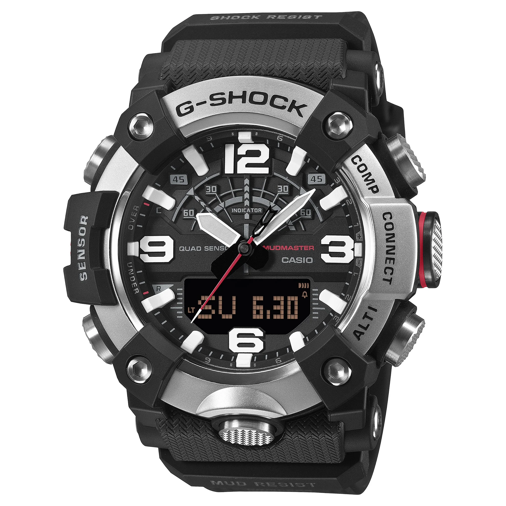 GG-B100XM-1A Quartz Master of G Mudmaster Steel / Carbon Silver | 55mm, Steel & Carbon, Resin, Black Dial