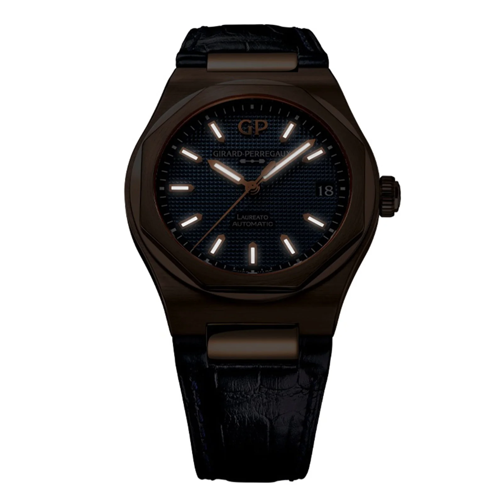 Laureato 42 | 42mm, 18K Rose Gold, Alligator Leather, Blue Dial - Image 2