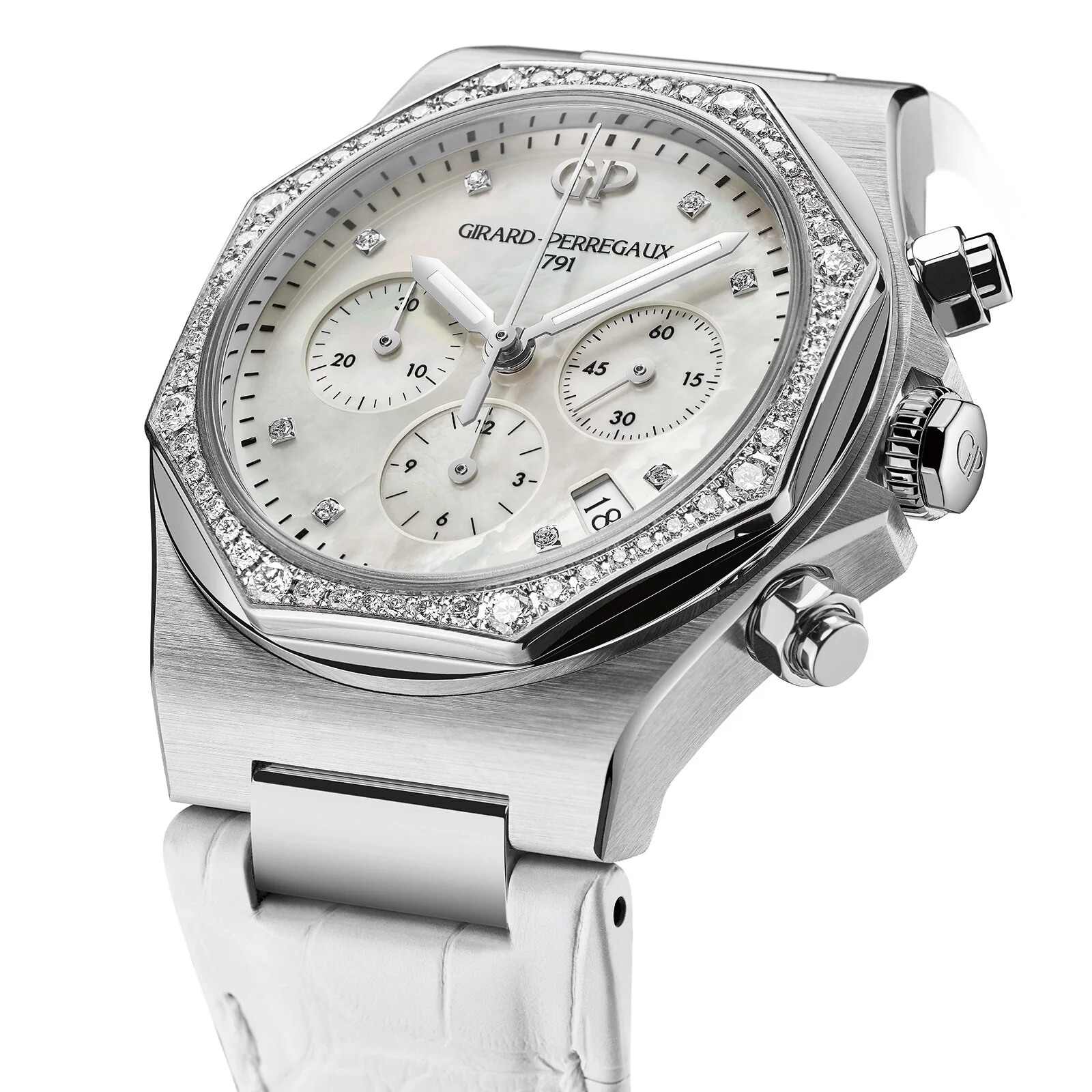 Laureato Chronograph 38 | 38mm, Steel, Alligator Leather, Mother of Pearl Dial - Image 2