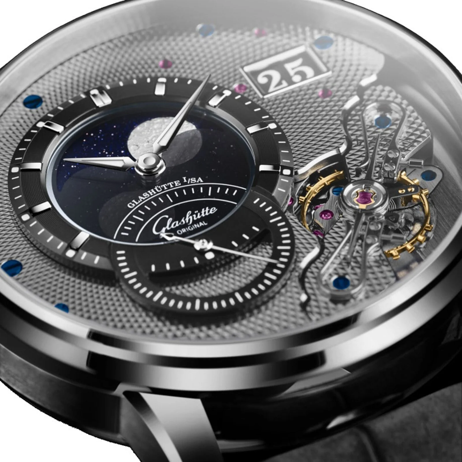 PanoLunarInverse | 42mm, Platinum, Leather, Silver Dial - Image 3