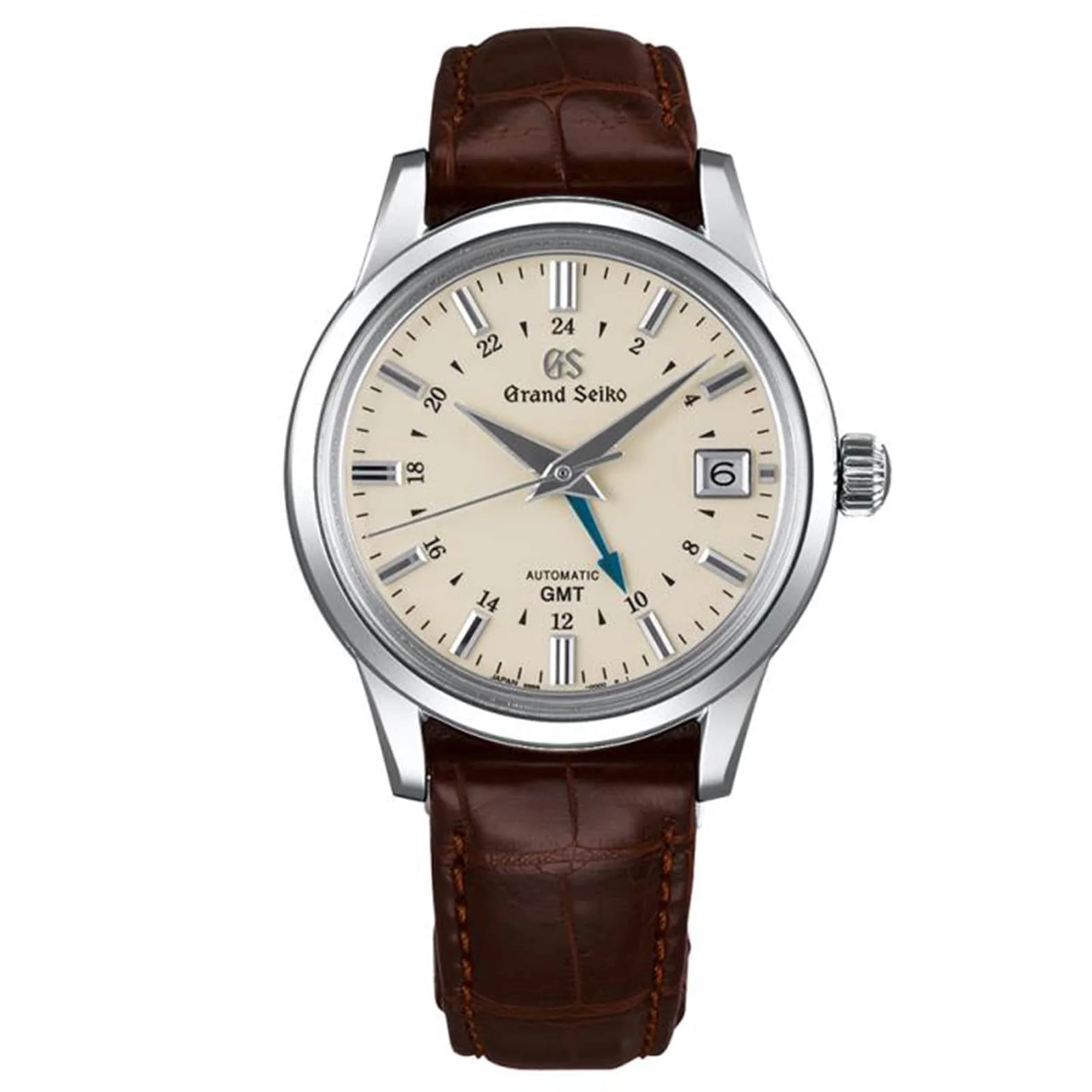 Automatic GMT Elegance | 39.5mm, Steel, Crocodile Leather, Ivory Dial