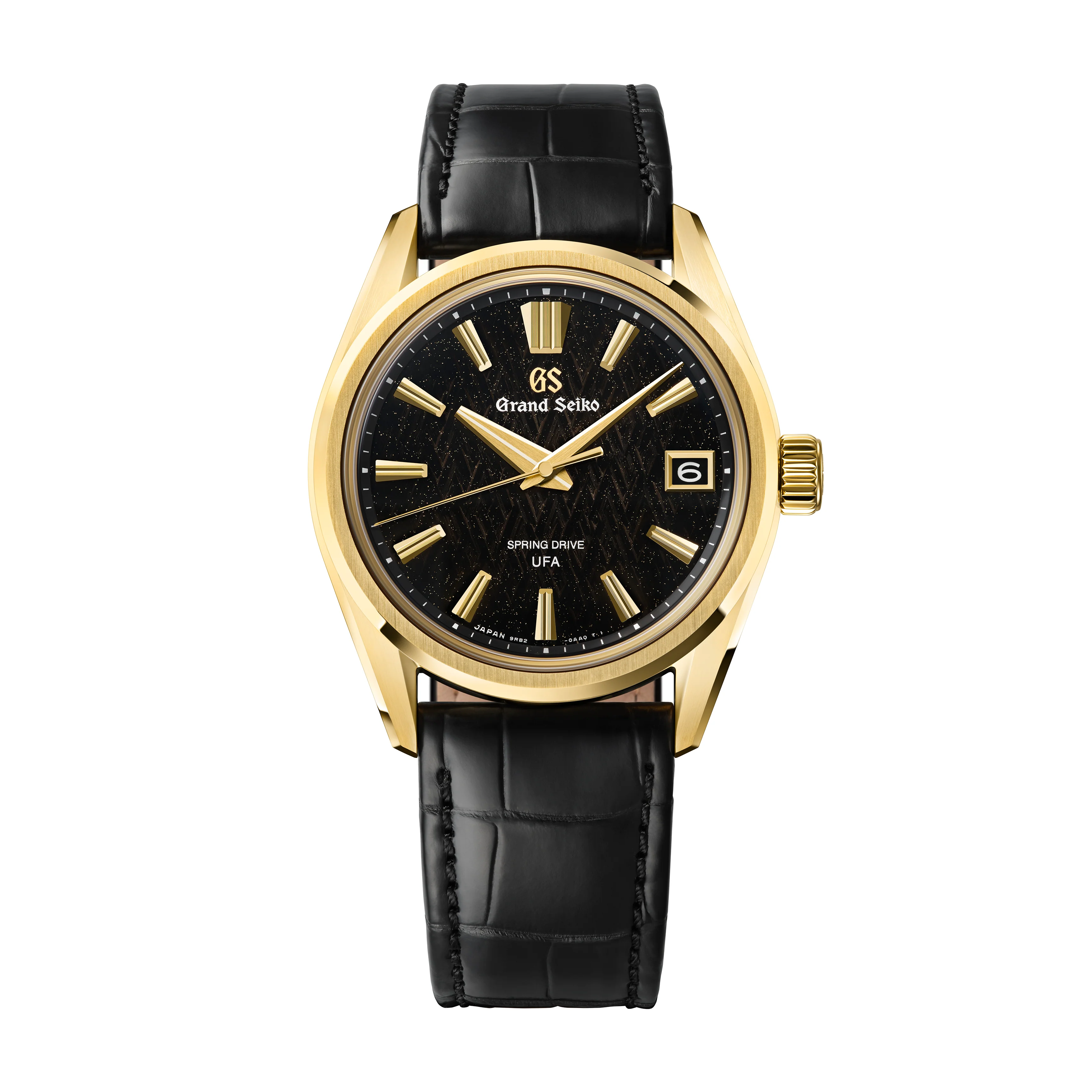 Spring Drive Evolution 9 | 37mm, 18K Yellow Gold, Leather, Black Dial
