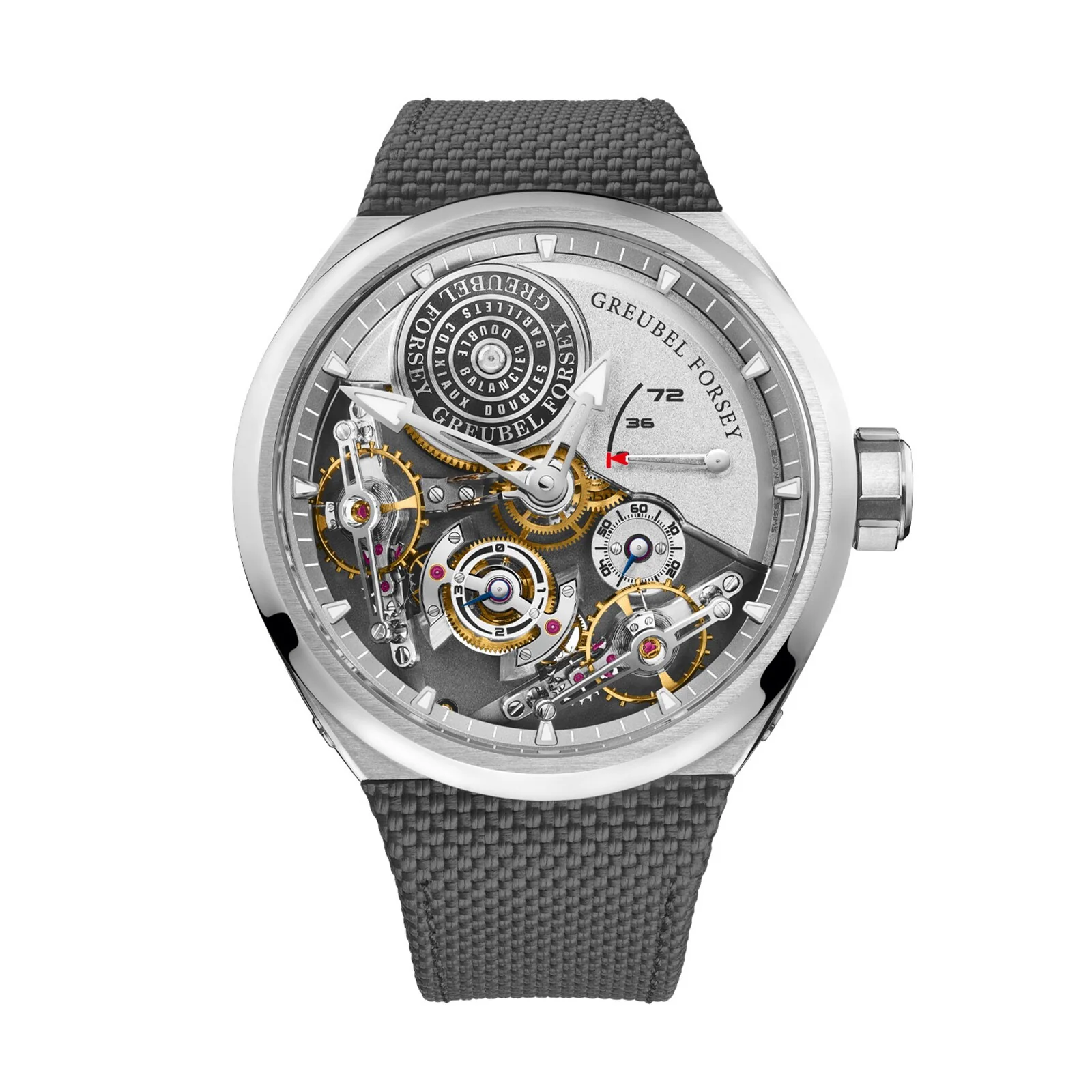Double Balancier Convexe | 43.5mm, Titanium, Grey Dial