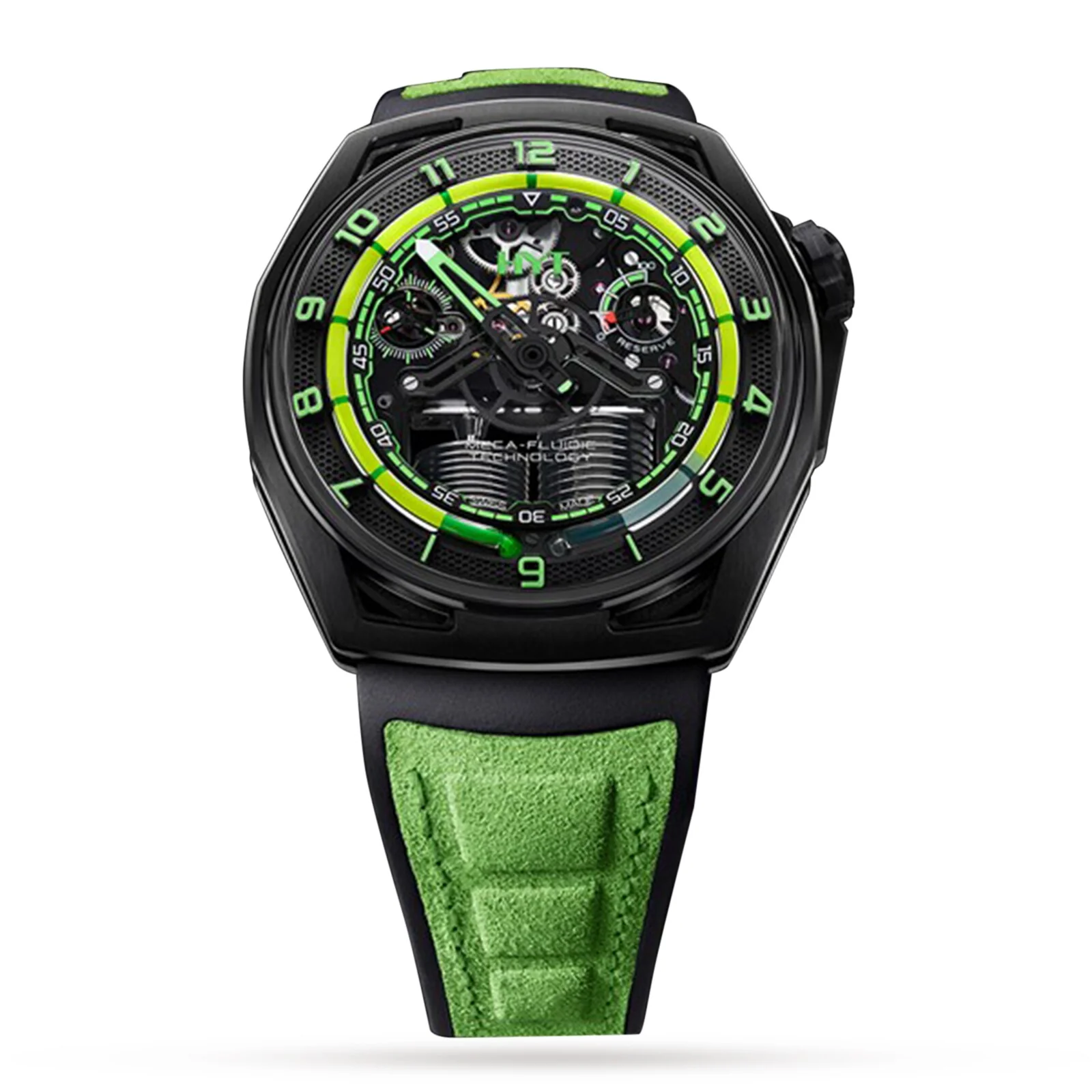 Hastroid Green Nebula | 48mm, Carbon Fibre & Titanium, Rubber, Black Dial