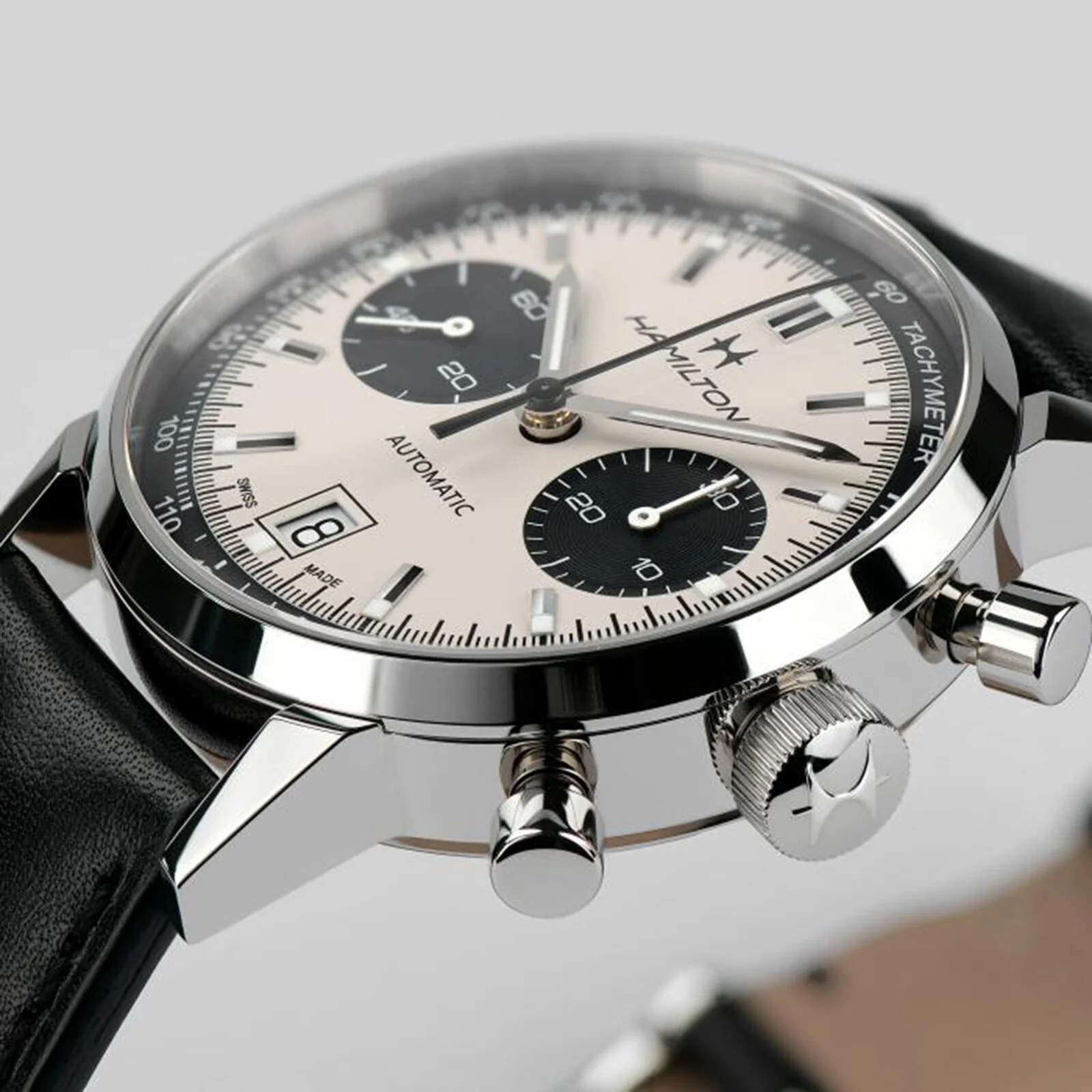 American Classic Intra-Matic Auto Chrono | 40mm, Steel, Leather, White Dial - Image 4