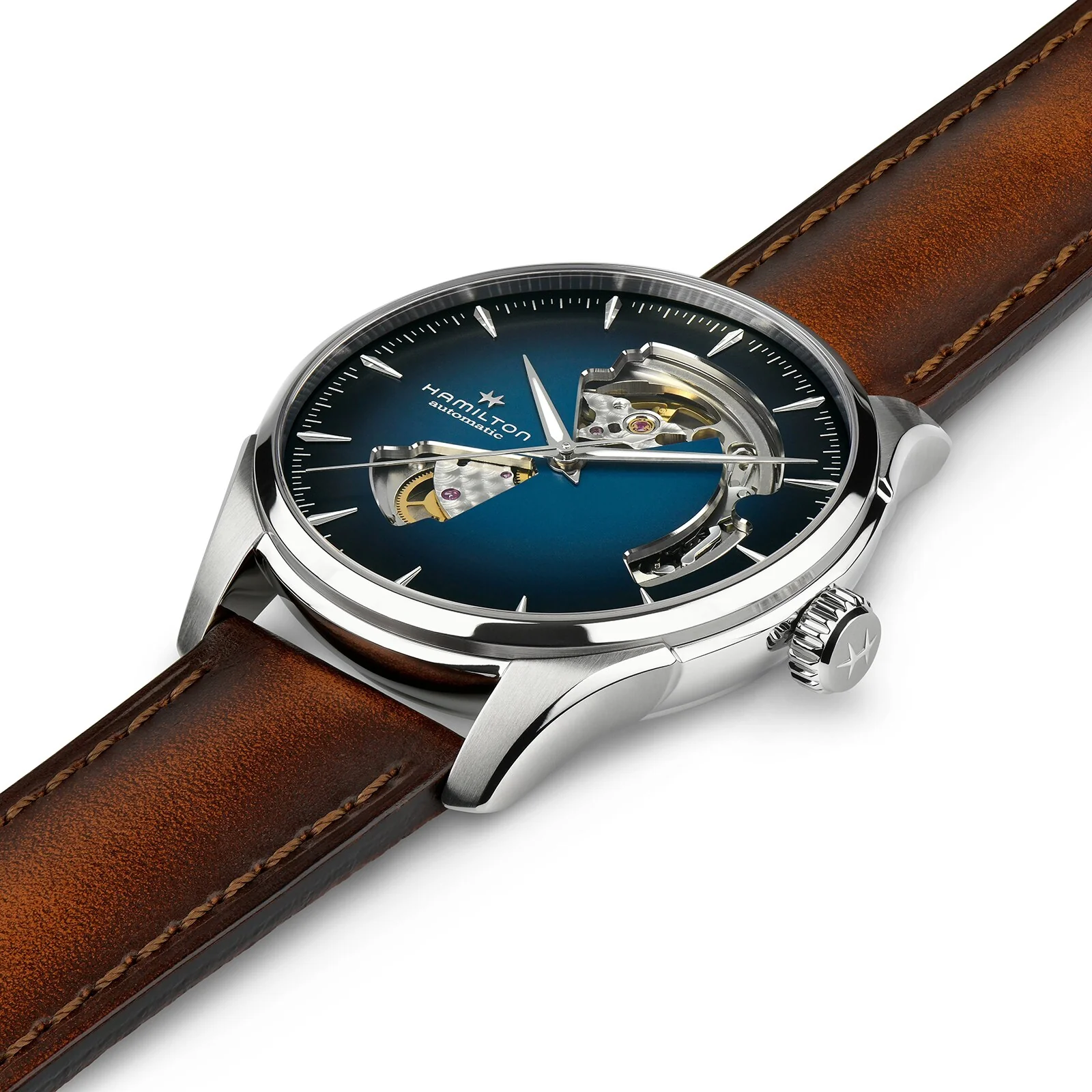 Jazzmaster Open Heart Auto | 40mm, Steel, Leather, Blue Dial - Image 3