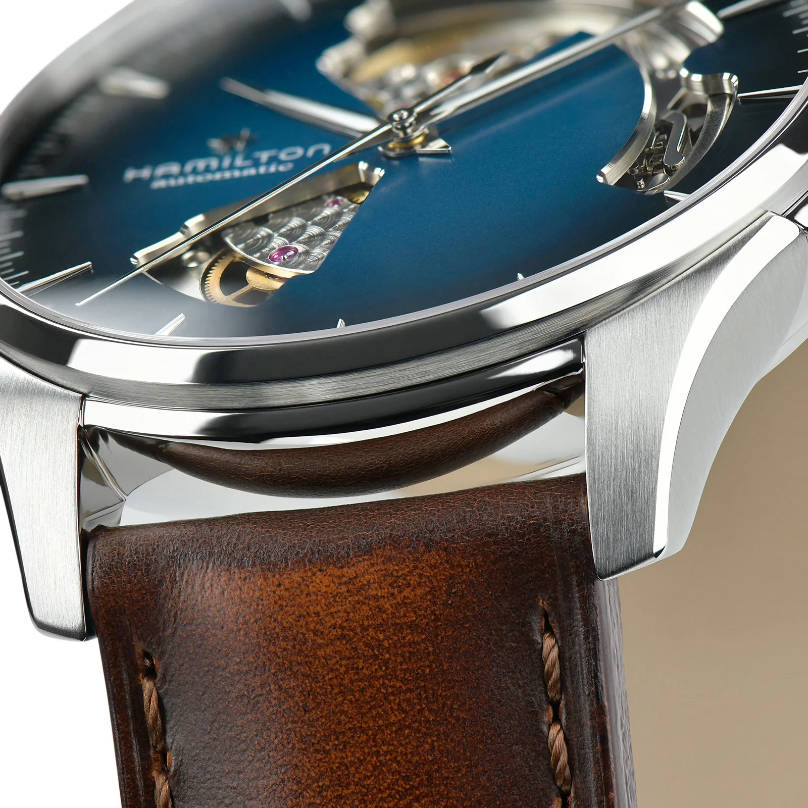 Jazzmaster Open Heart Auto | 40mm, Steel, Leather, Blue Dial - Image 4