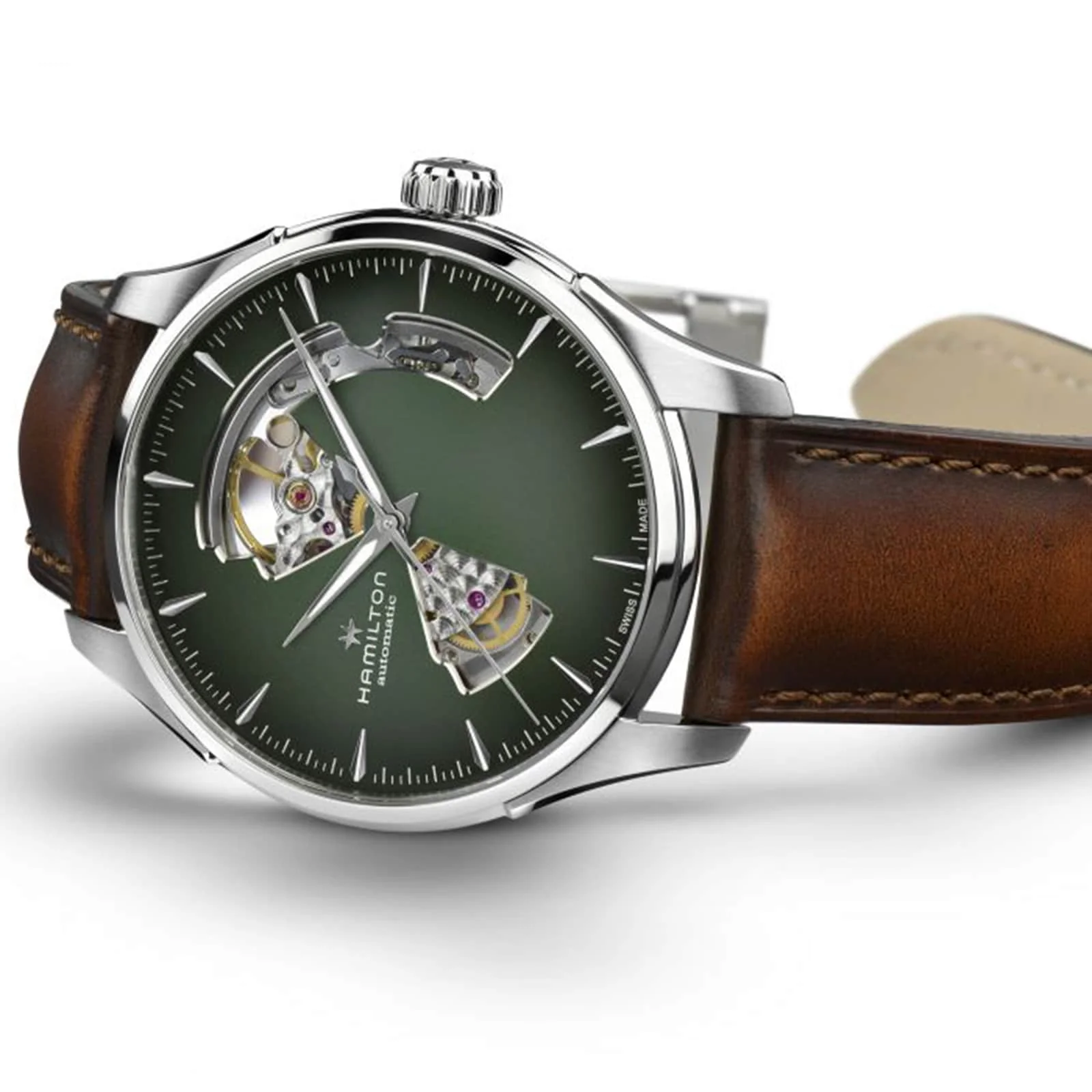 Jazzmaster Open Heart Auto | 40mm, Steel, Leather, Green Dial - Image 3