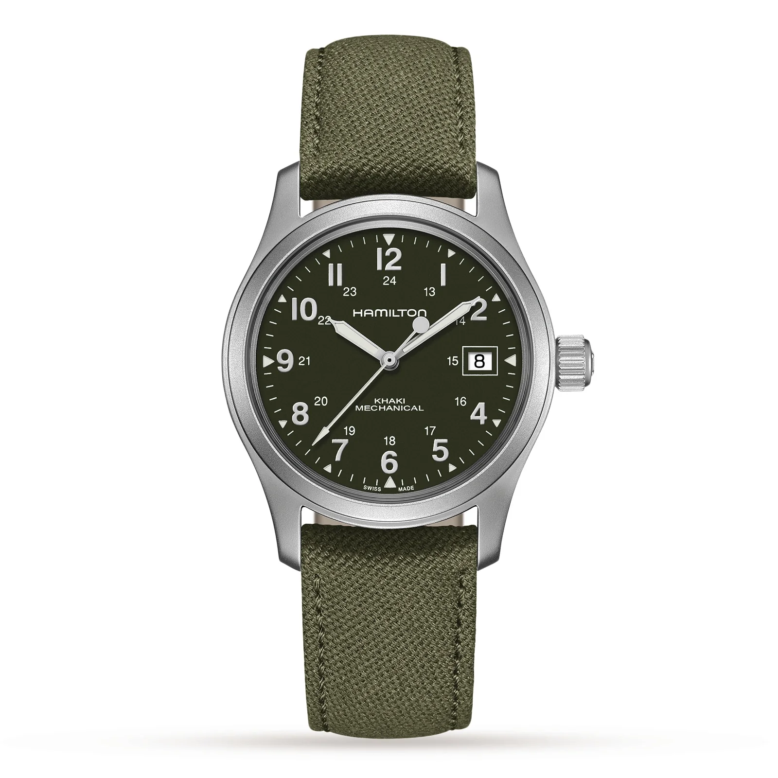 Khaki Field Mechanical | 38mm, Steel, CANVAS, Green Dial