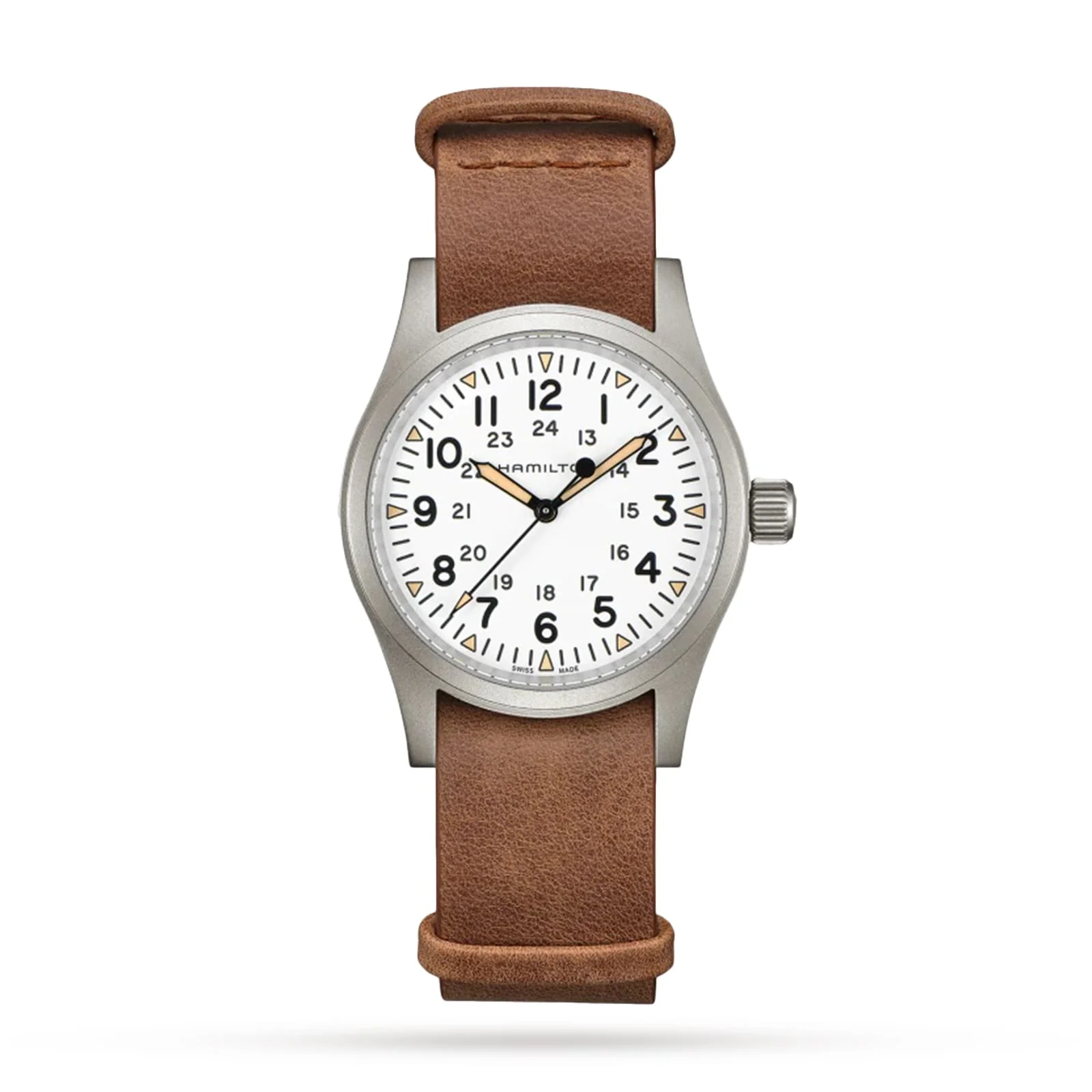Khaki Field Mechanical | 38mm, Steel, Leather, White Dial