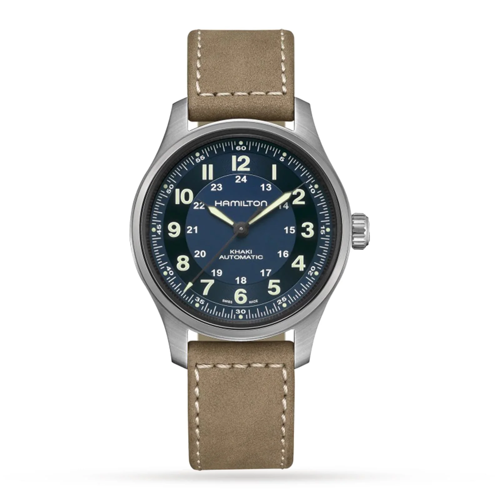 Khaki Field Titanium Auto | 42mm, Titanium, Leather, Blue Dial