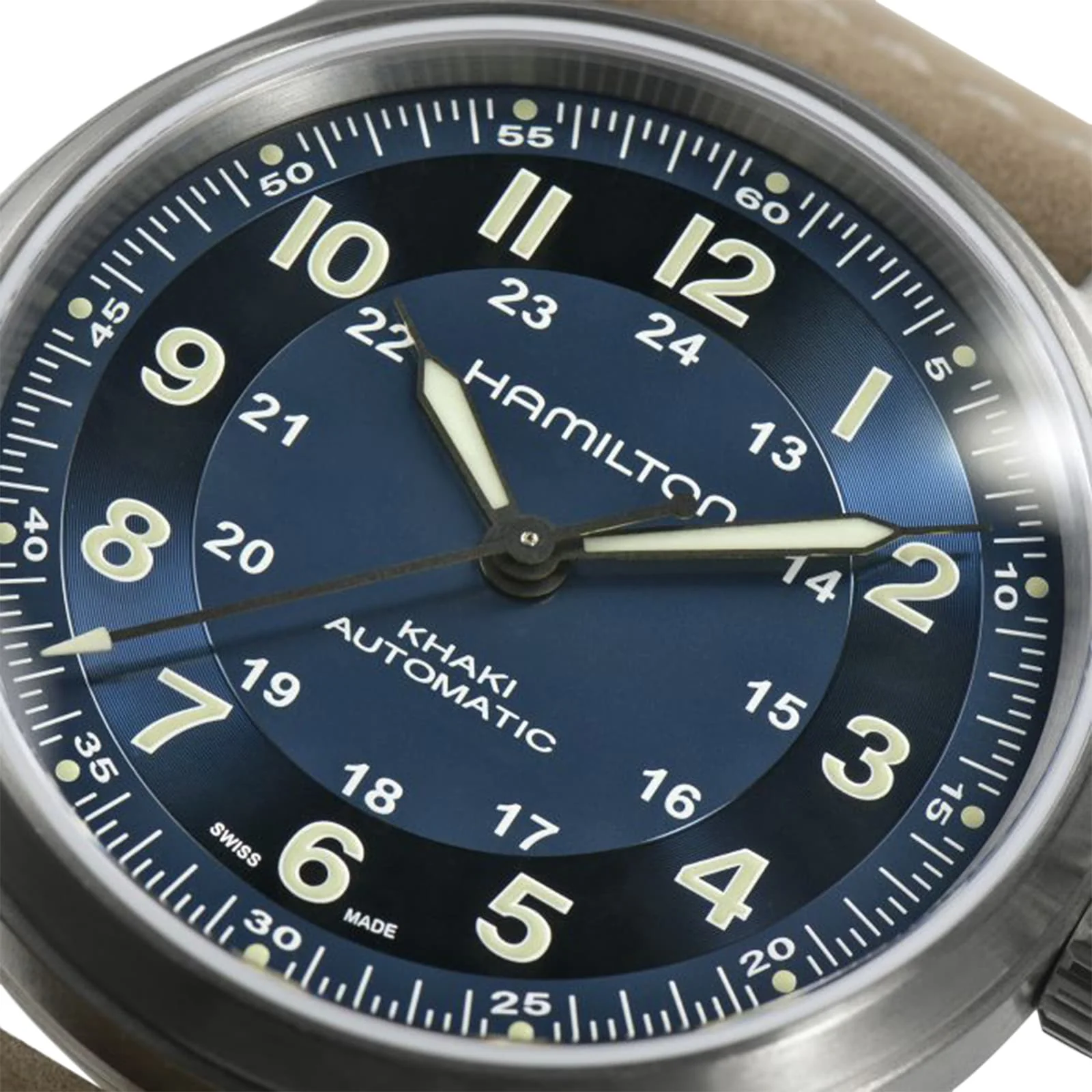 Khaki Field Titanium Auto | 42mm, Titanium, Leather, Blue Dial - Image 4