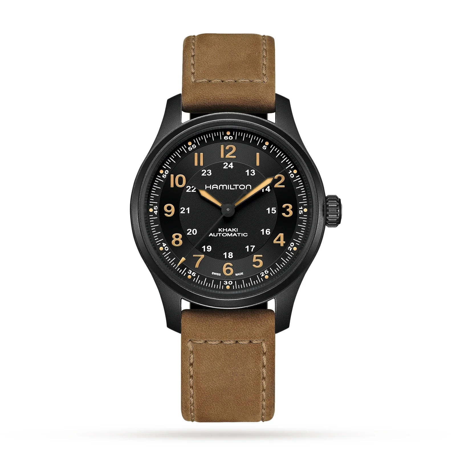 Khaki Field Titanium Auto | 42mm, Titanium, Leather, Black Dial