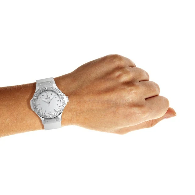 Big Bang Steel White Diamonds | 38mm, Steel, Rubber, White Dial - Image 2