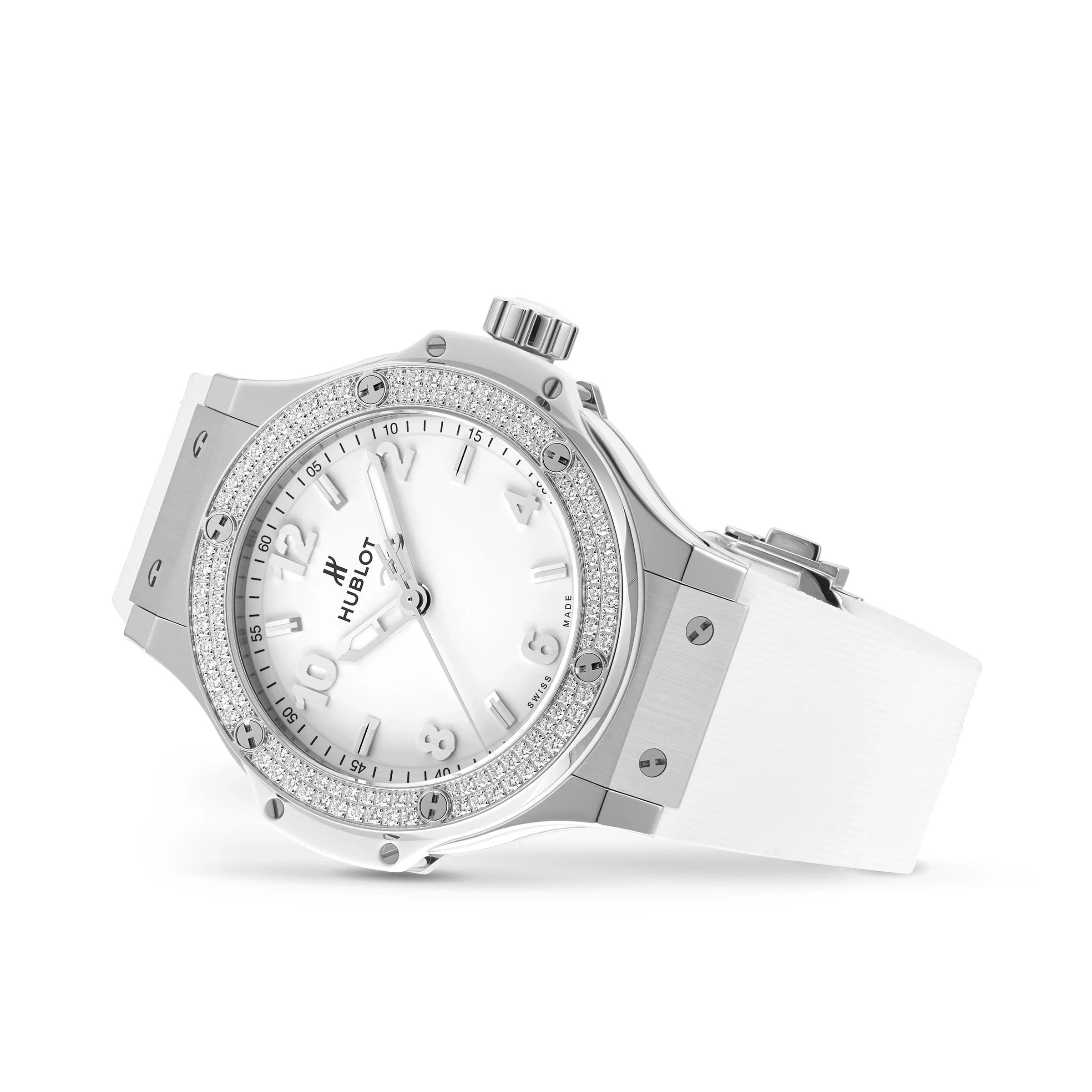 Big Bang Steel White Diamonds | 38mm, Steel, Rubber, White Dial - Image 3