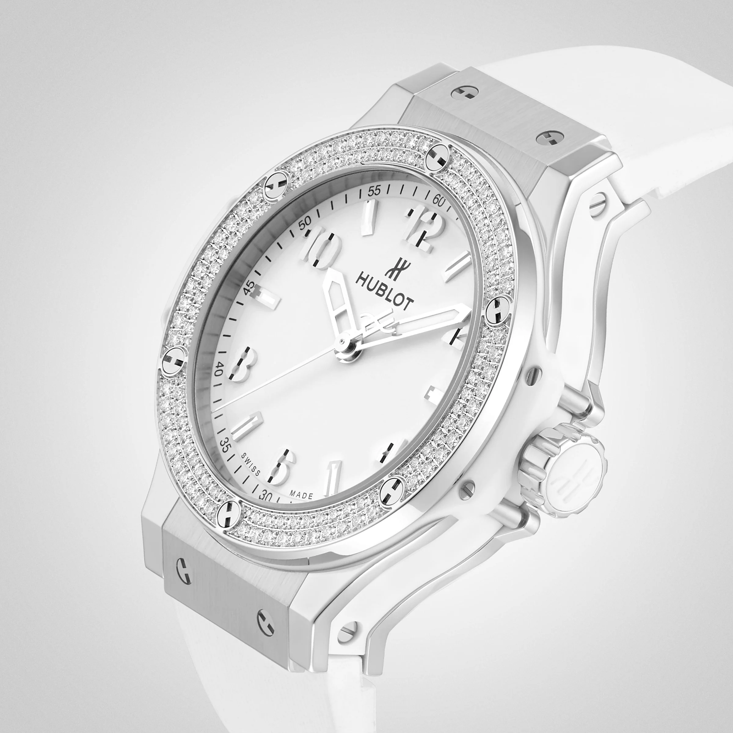 Big Bang Steel White Diamonds | 38mm, Steel, Rubber, White Dial - Image 6