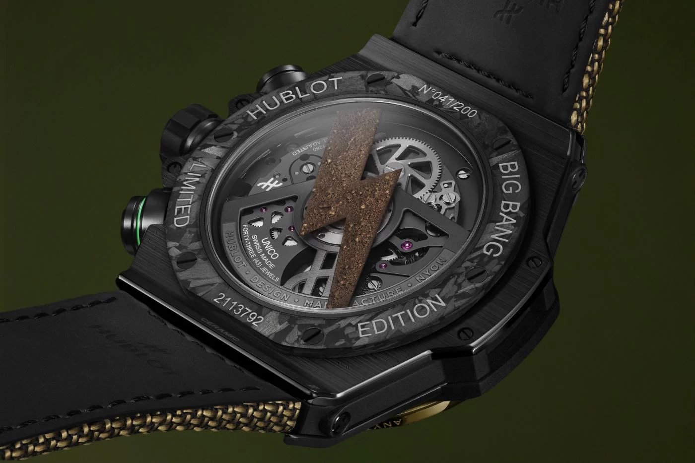 Big Bang Reloaded Usain Bolt Ceramic Carbon | 44mm, Ceramic, Rubber, Black Dial - Image 3