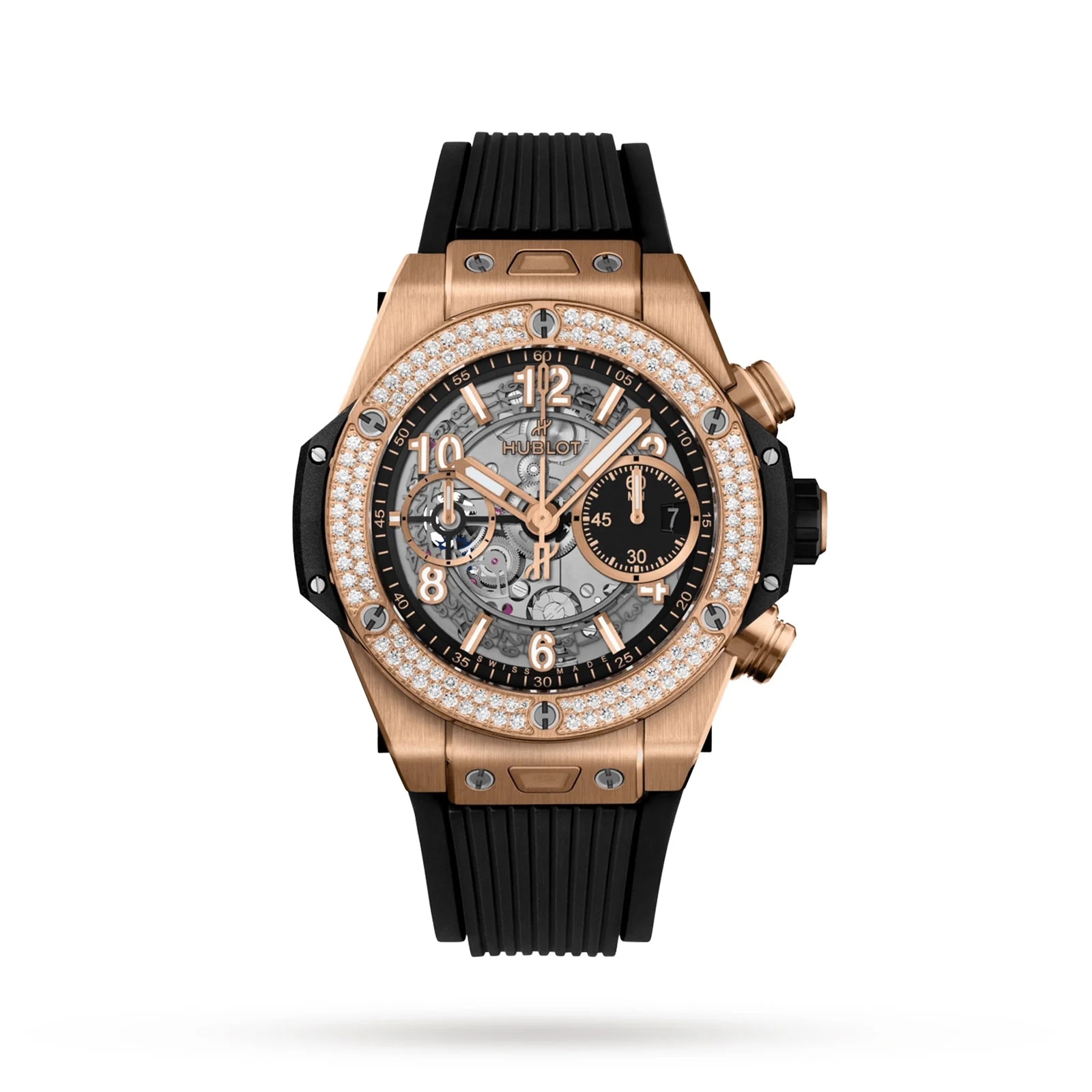 Big Bang Unico King Diamonds | 42mm, 18K Rose Gold, Rubber, Black Dial