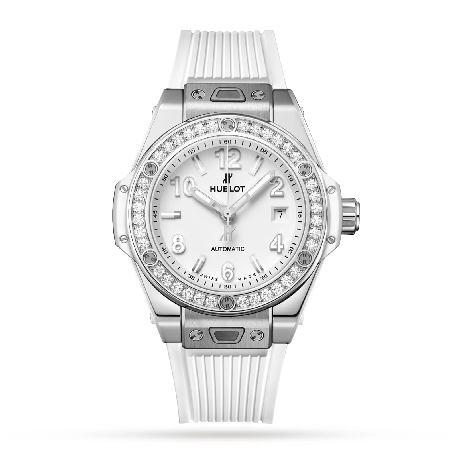 Big Bang One Click Steel White Diamonds | 33mm, Steel, Rubber, White Dial